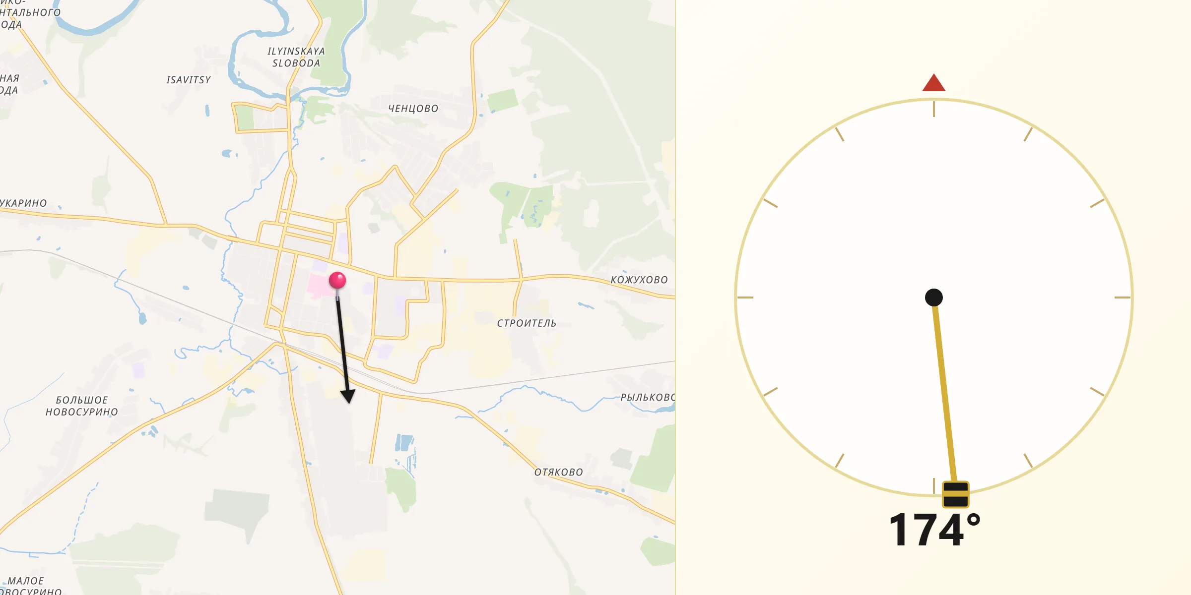 Направление Киблы из Можайск