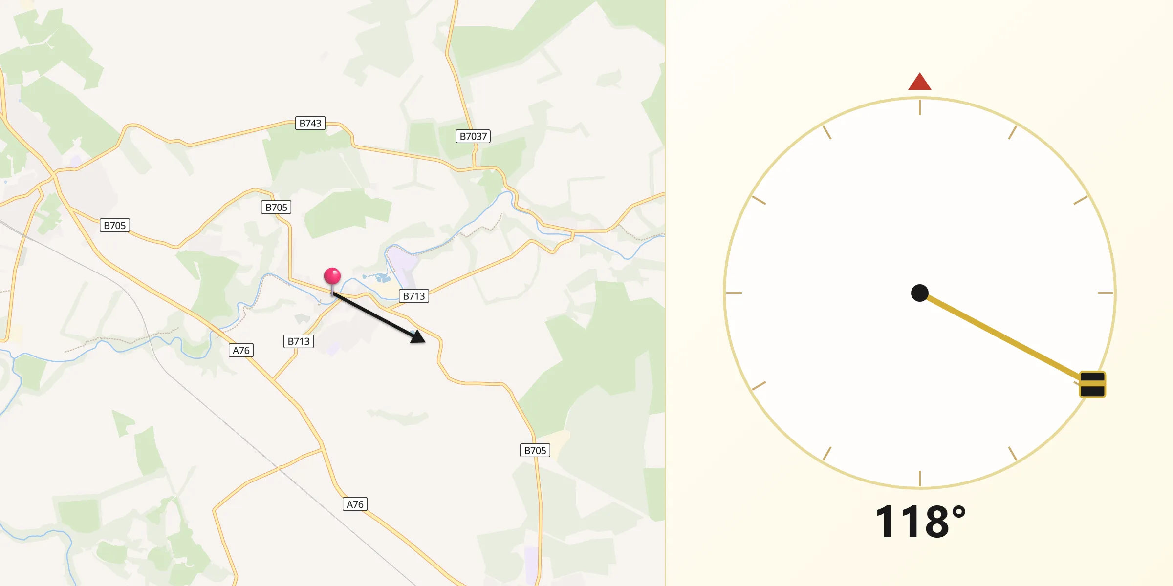 Qibla Direction from Catrine