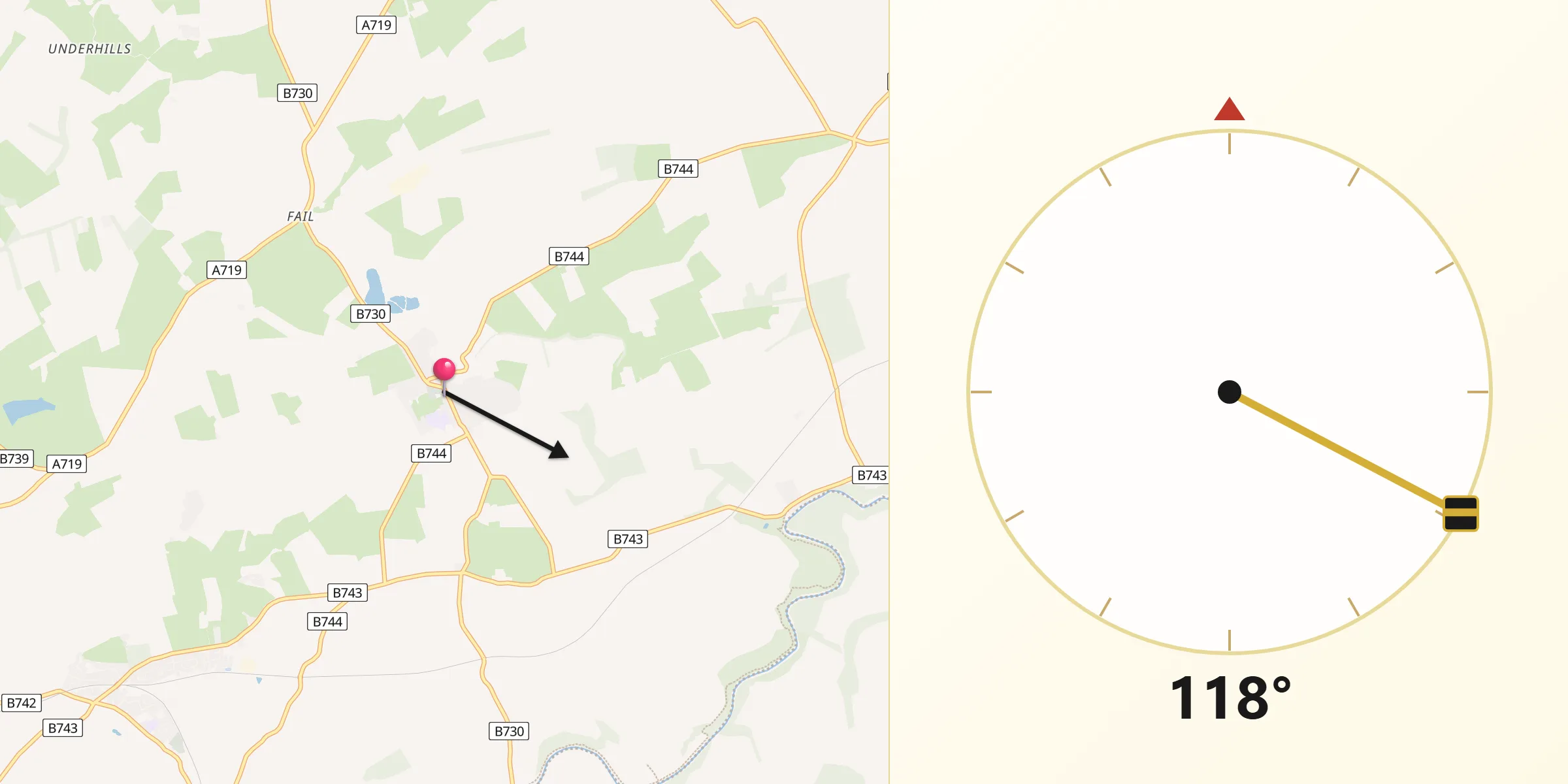Qibla Direction from Tarbolton