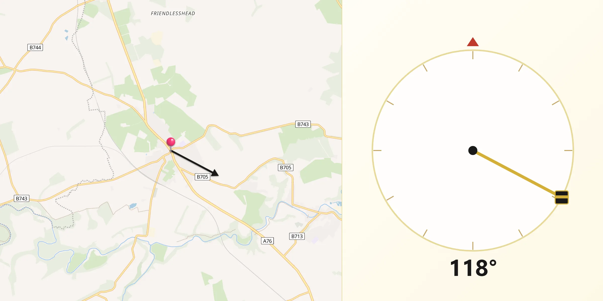 Qibla Direction from Mauchline