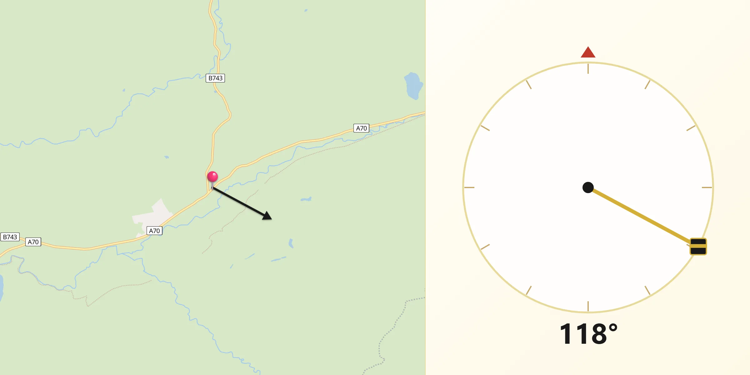Qibla Direction from Muirkirk