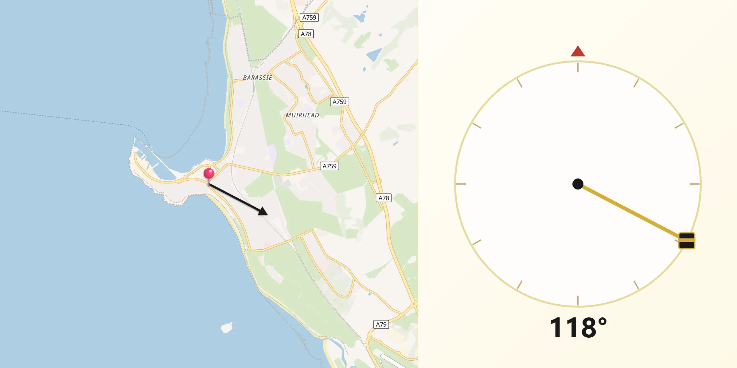 Qibla Direction from Troon