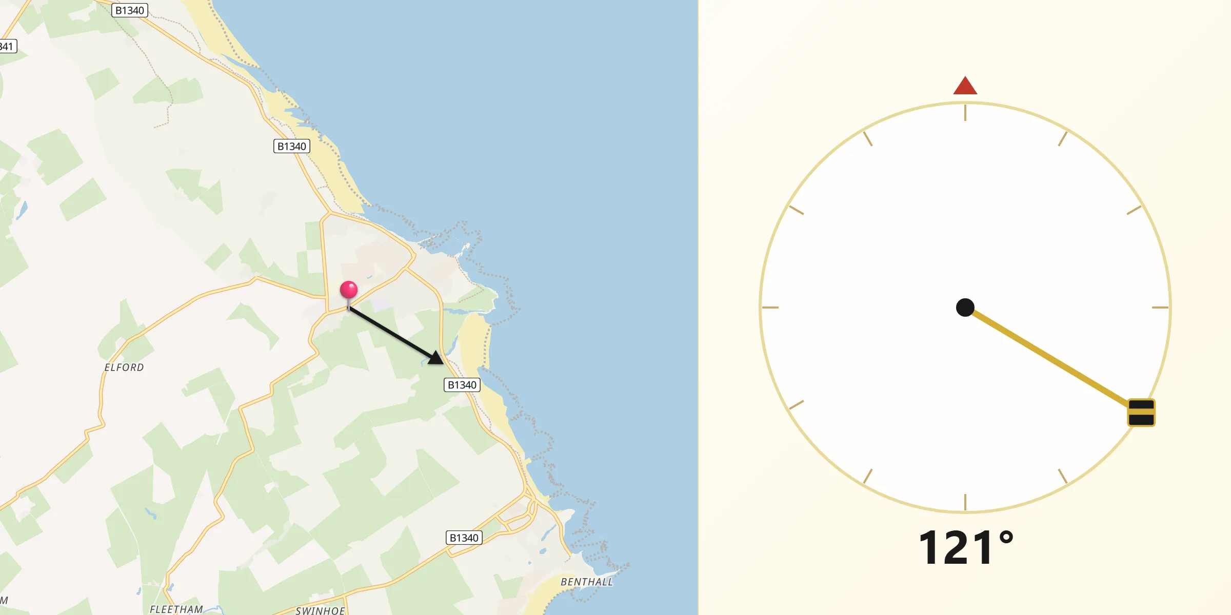 Qibla Direction from North Sunderland