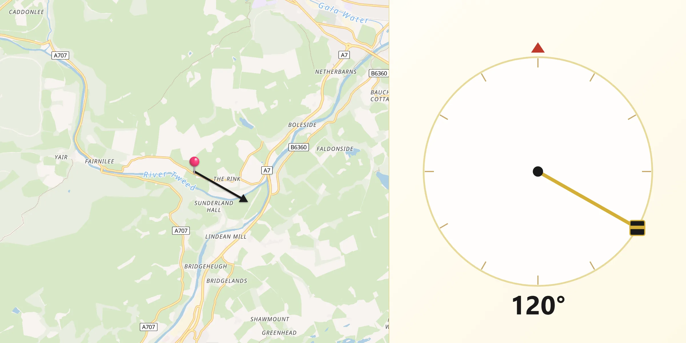 Qibla Direction from The Scottish Borders