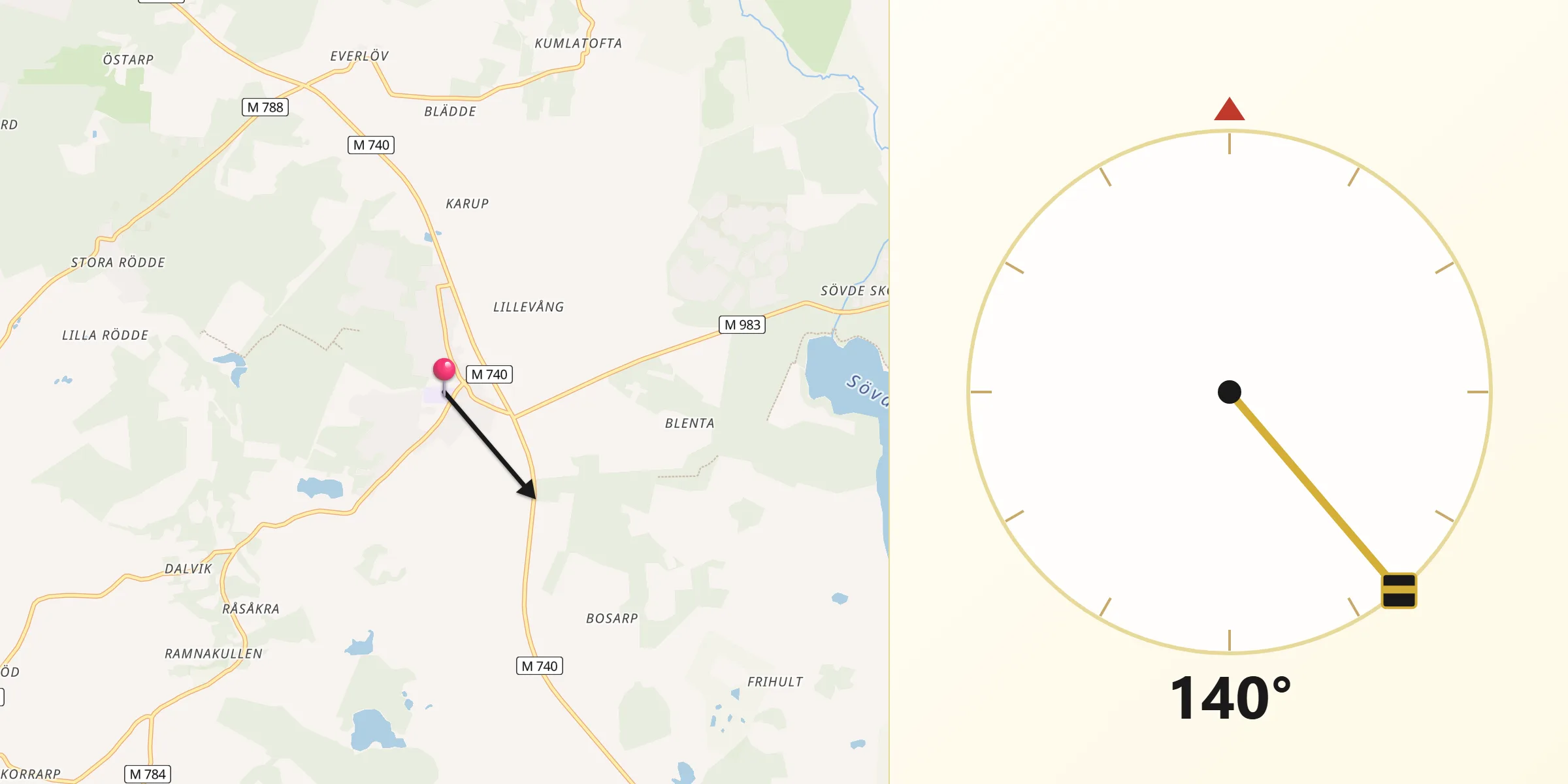Qibla Riktning från Blentarp