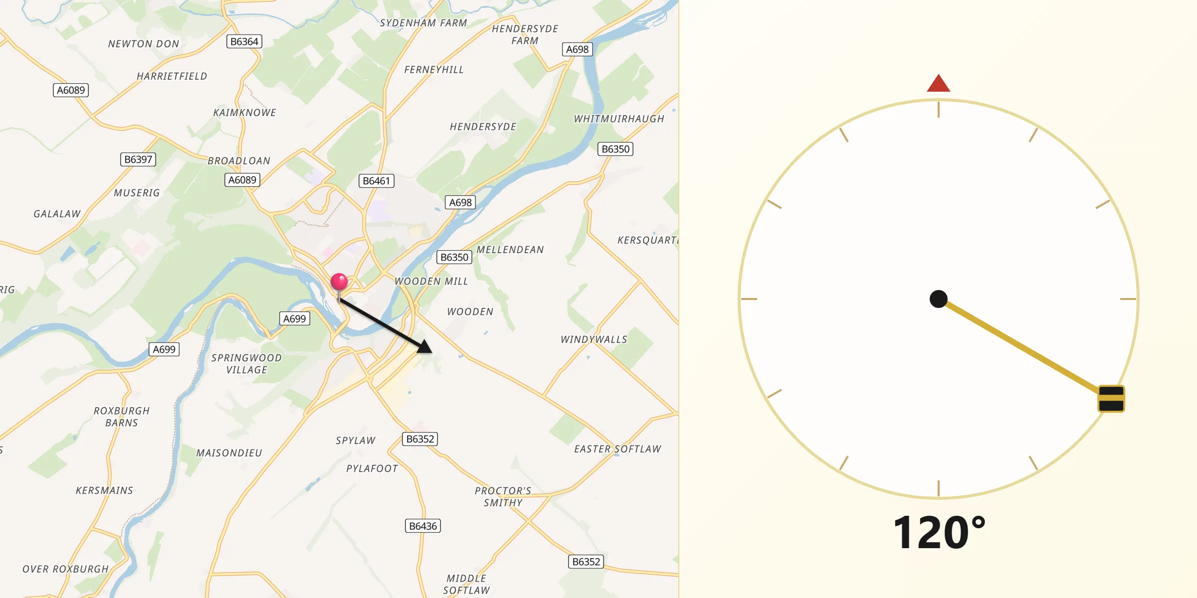 Qibla Direction from Kelso