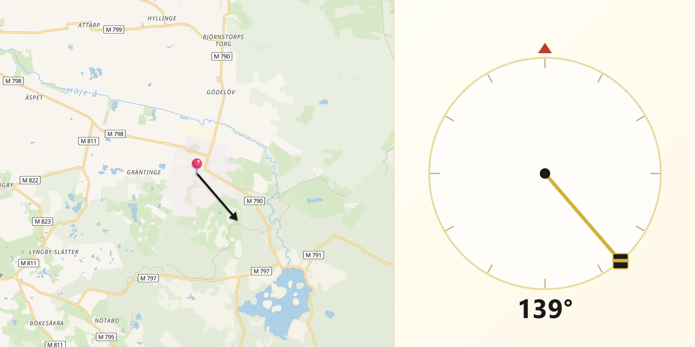 Qibla Riktning från Genarp