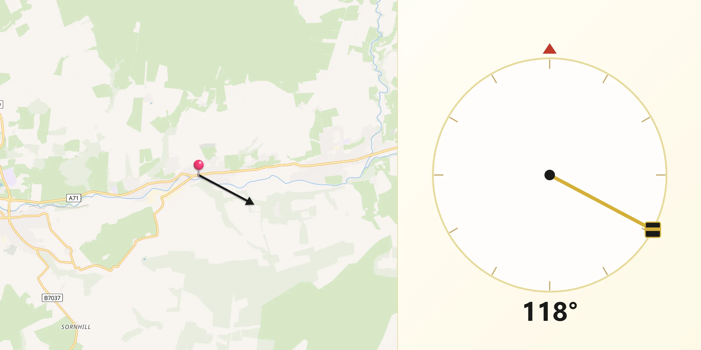 Qibla Direction from Newmilns
