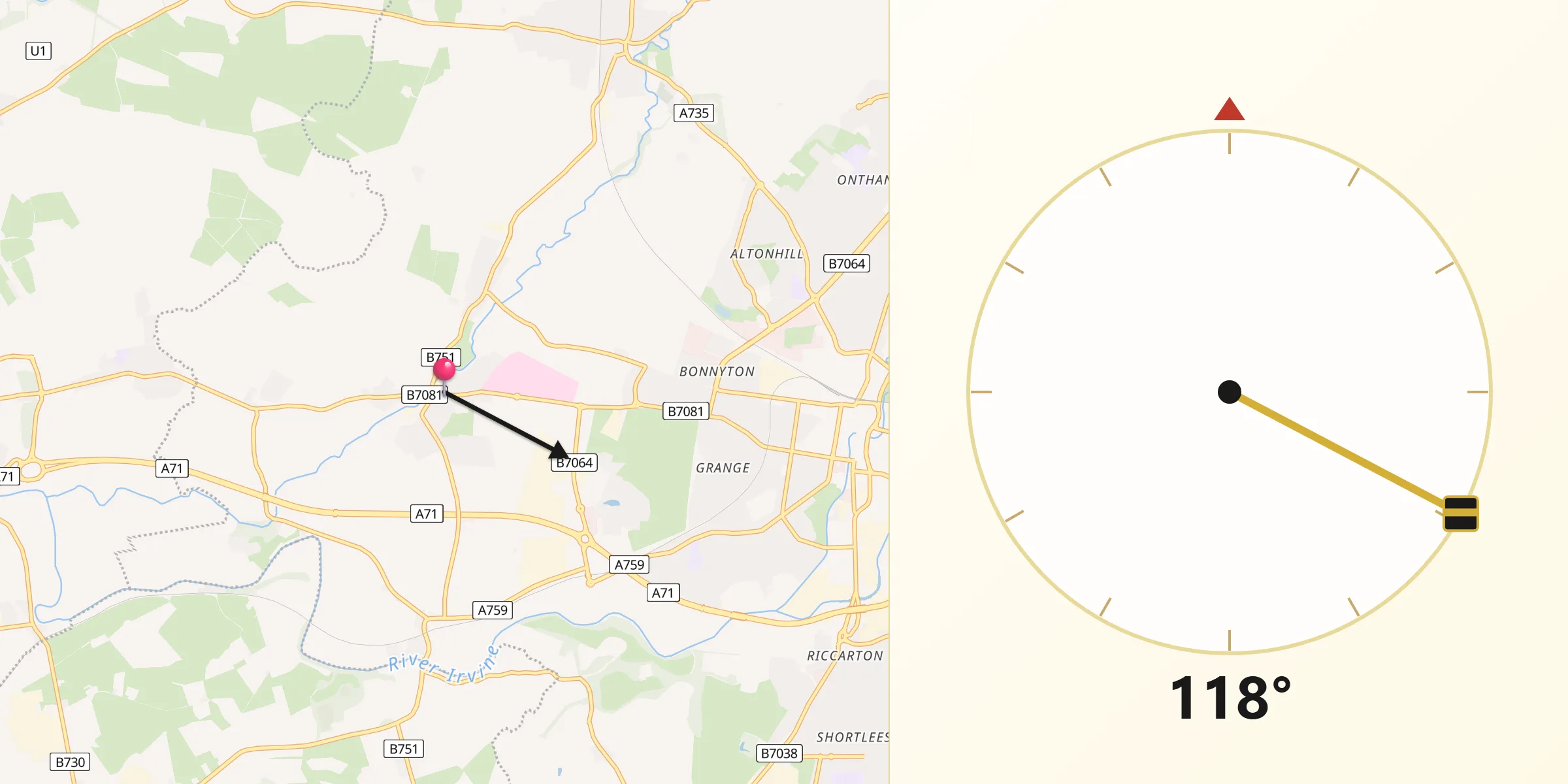 Qibla Direction from Crosshouse