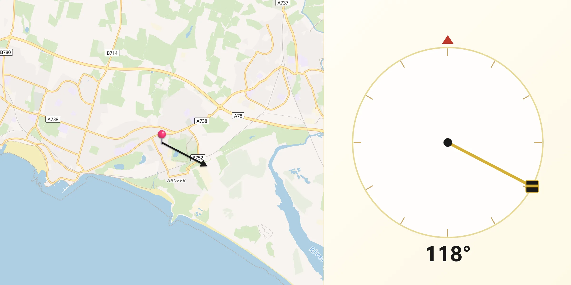 Qibla Direction from Stevenston