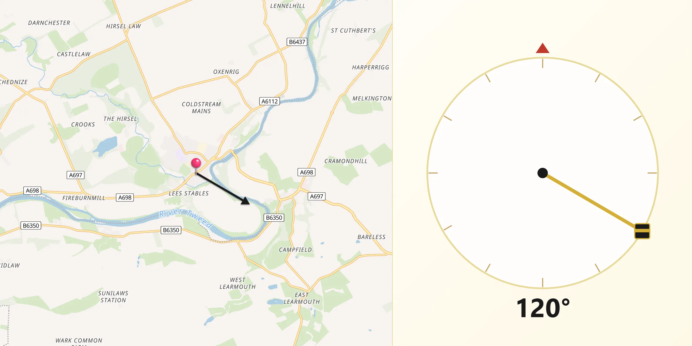 Qibla Direction from Coldstream