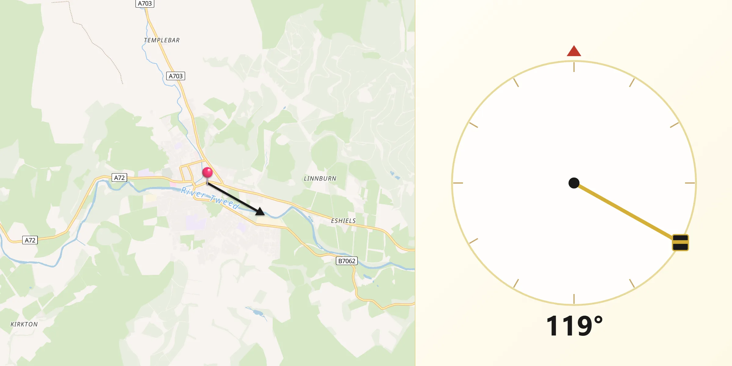 Qibla Direction from Peebles