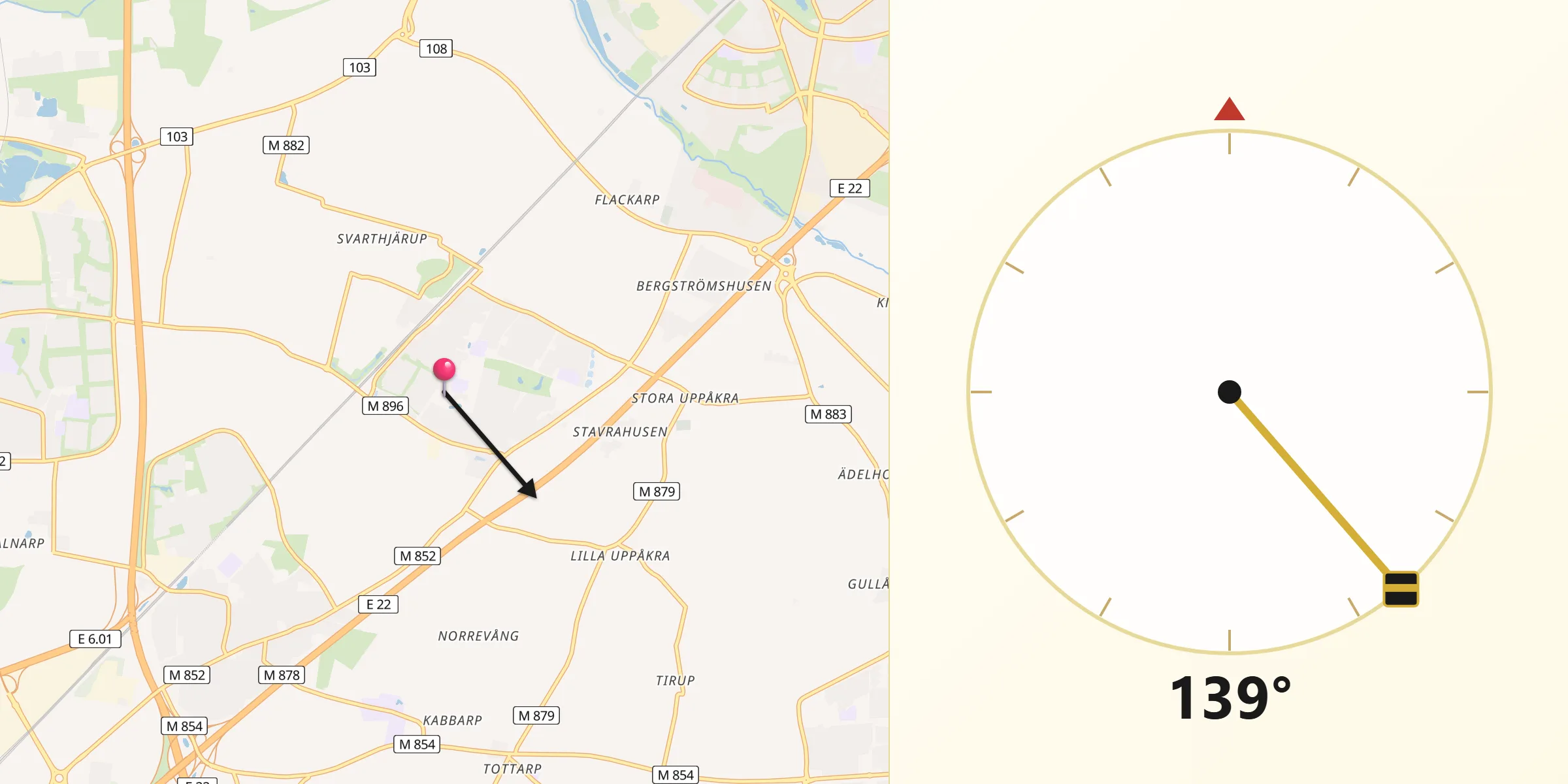 Qibla Riktning från Hjärup