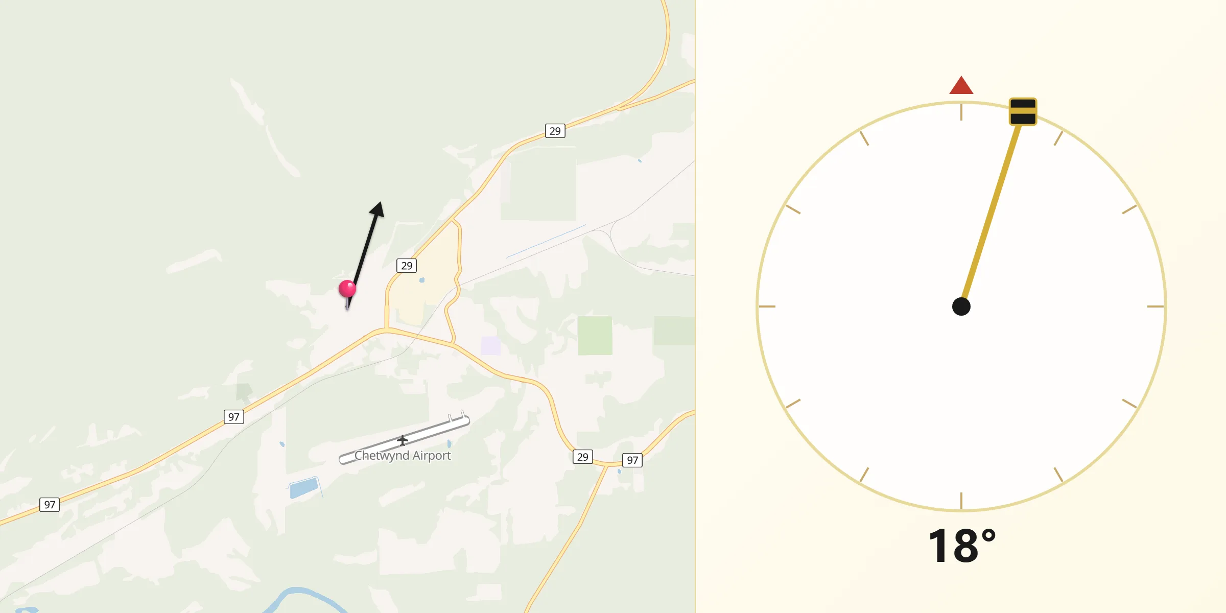 Qibla Direction from Chetwynd