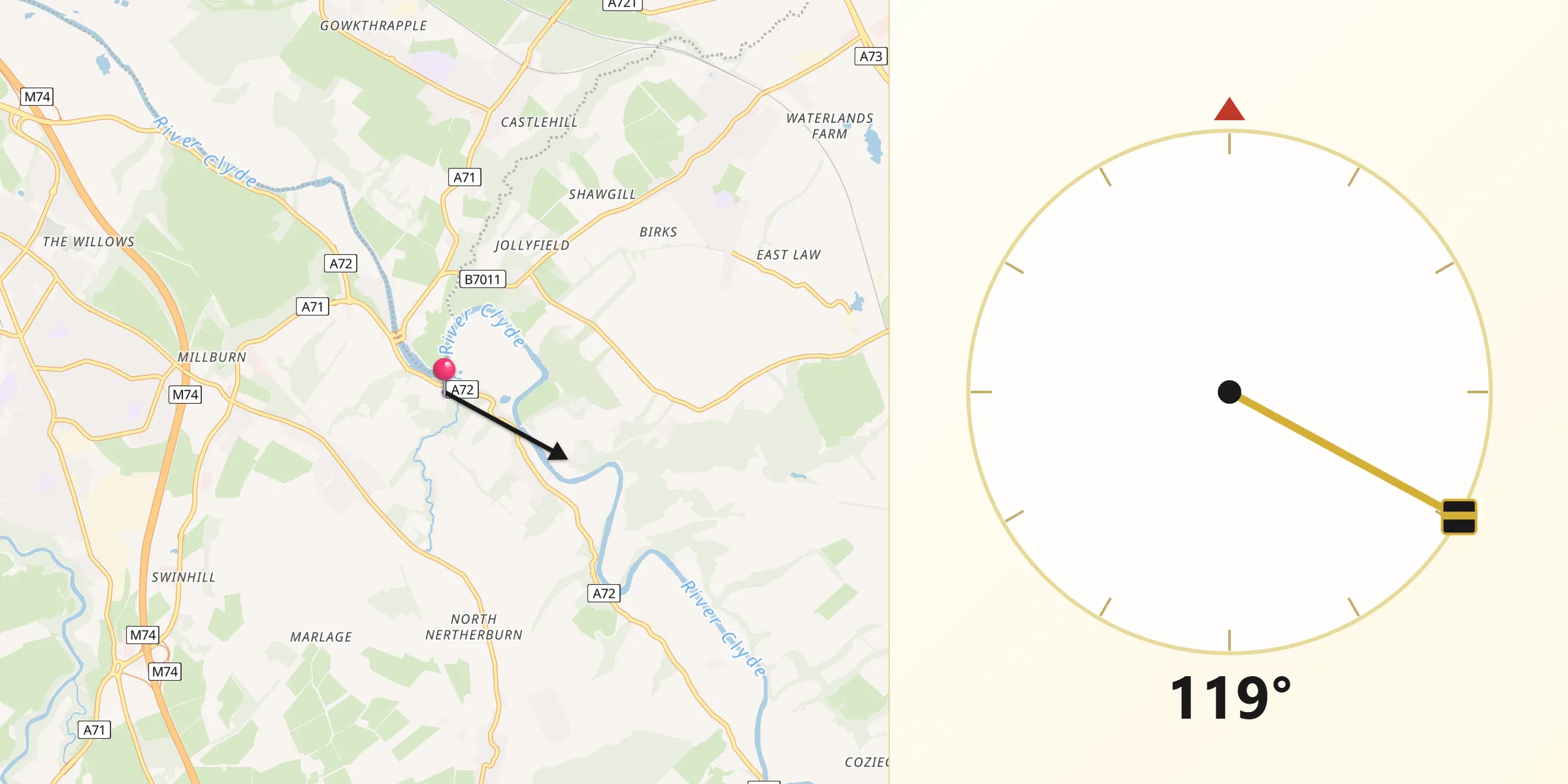 Qibla Direction from Dalserf