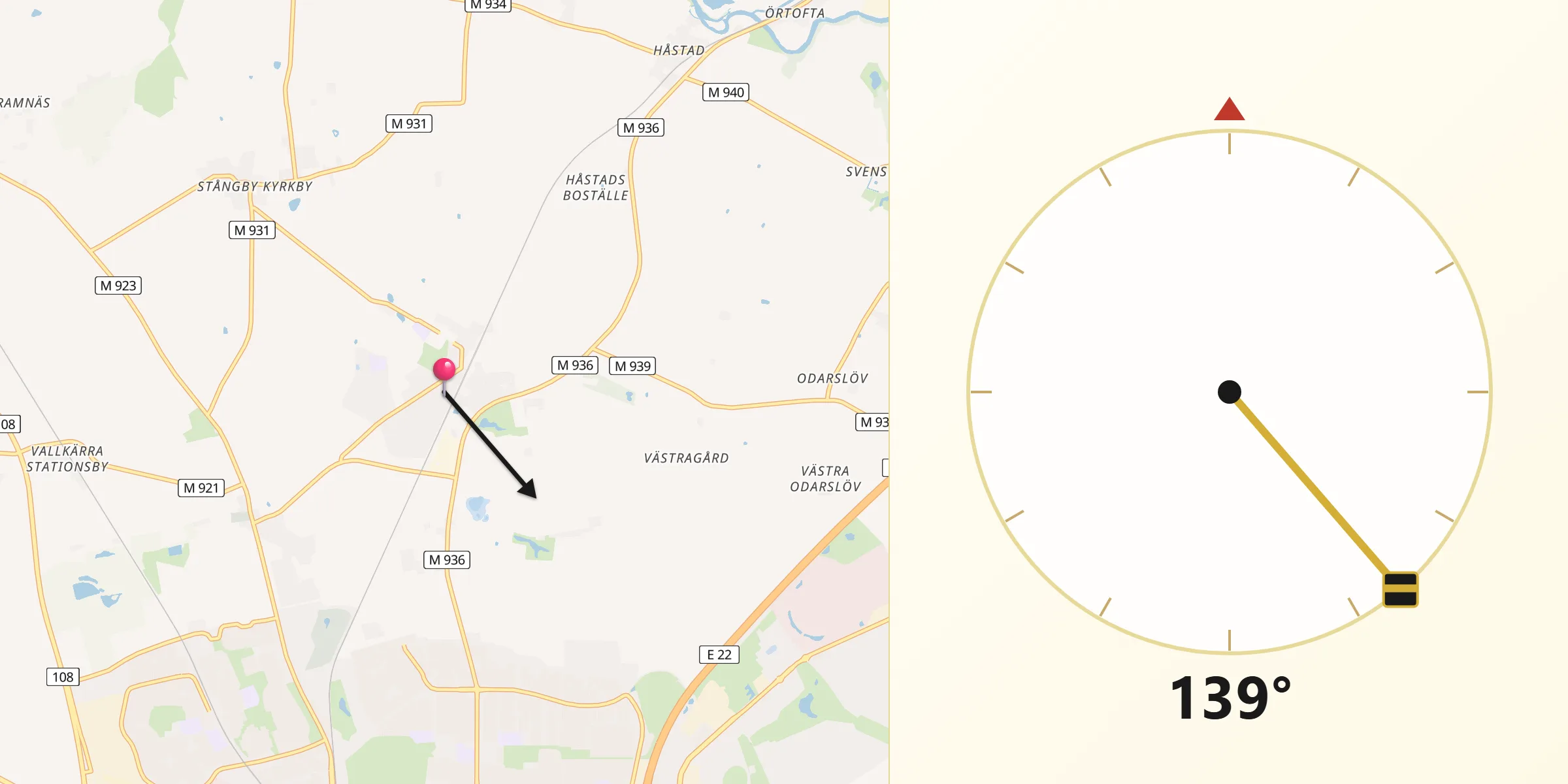 Qibla Riktning från Stångby