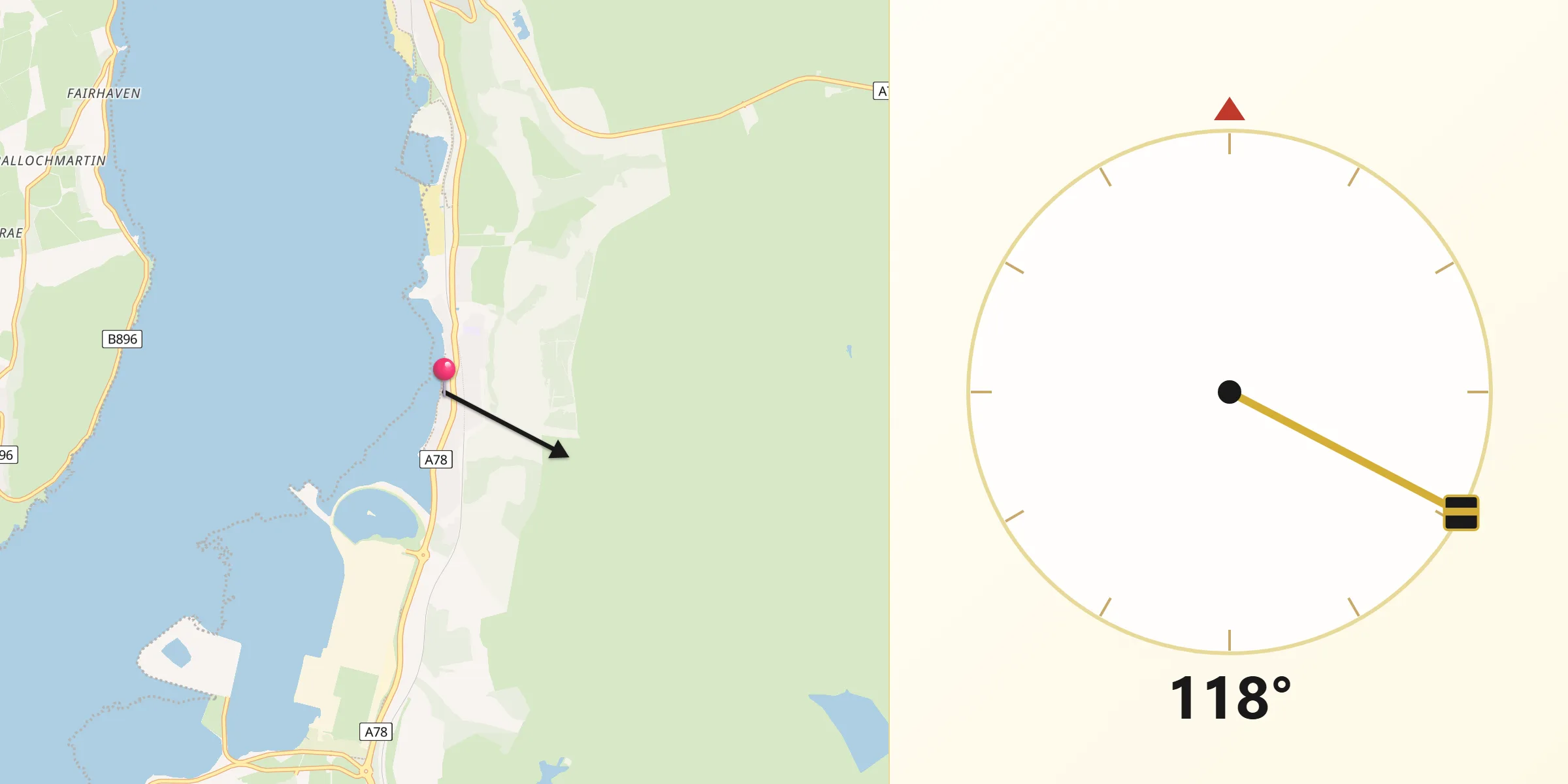 Qibla Direction from Fairlie