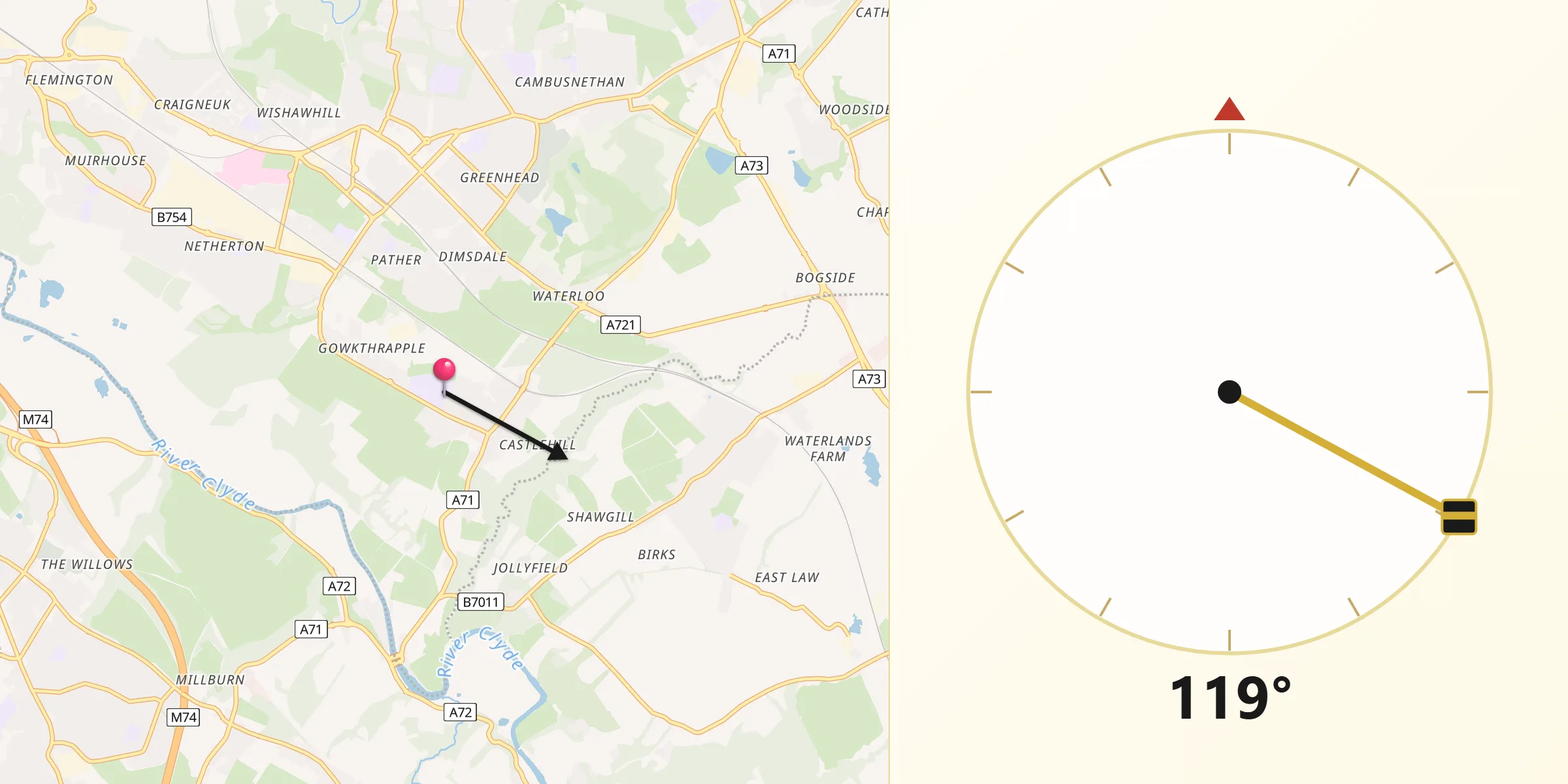 Qibla Direction from Overtown