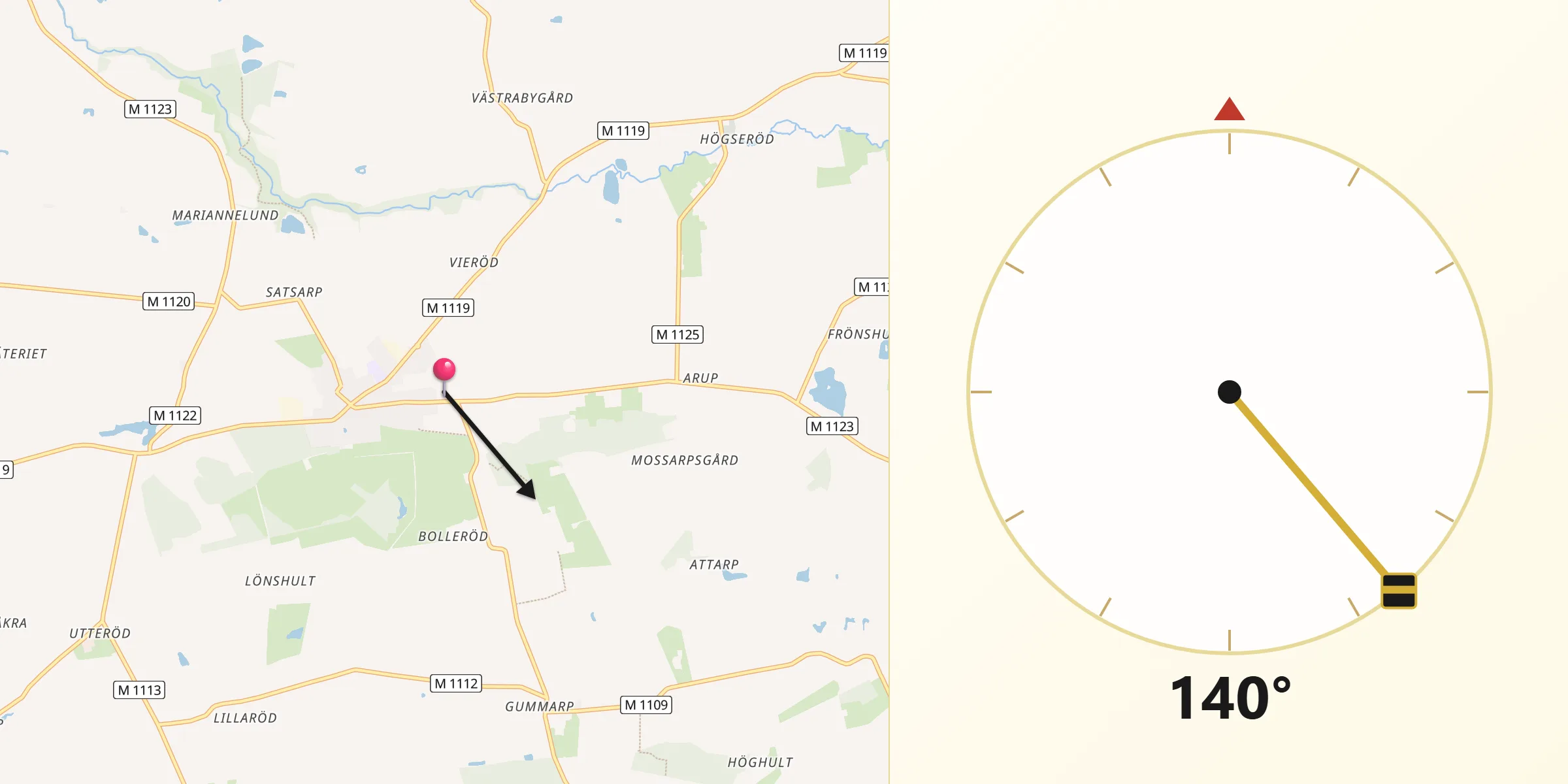 Qibla Riktning från Löberöd