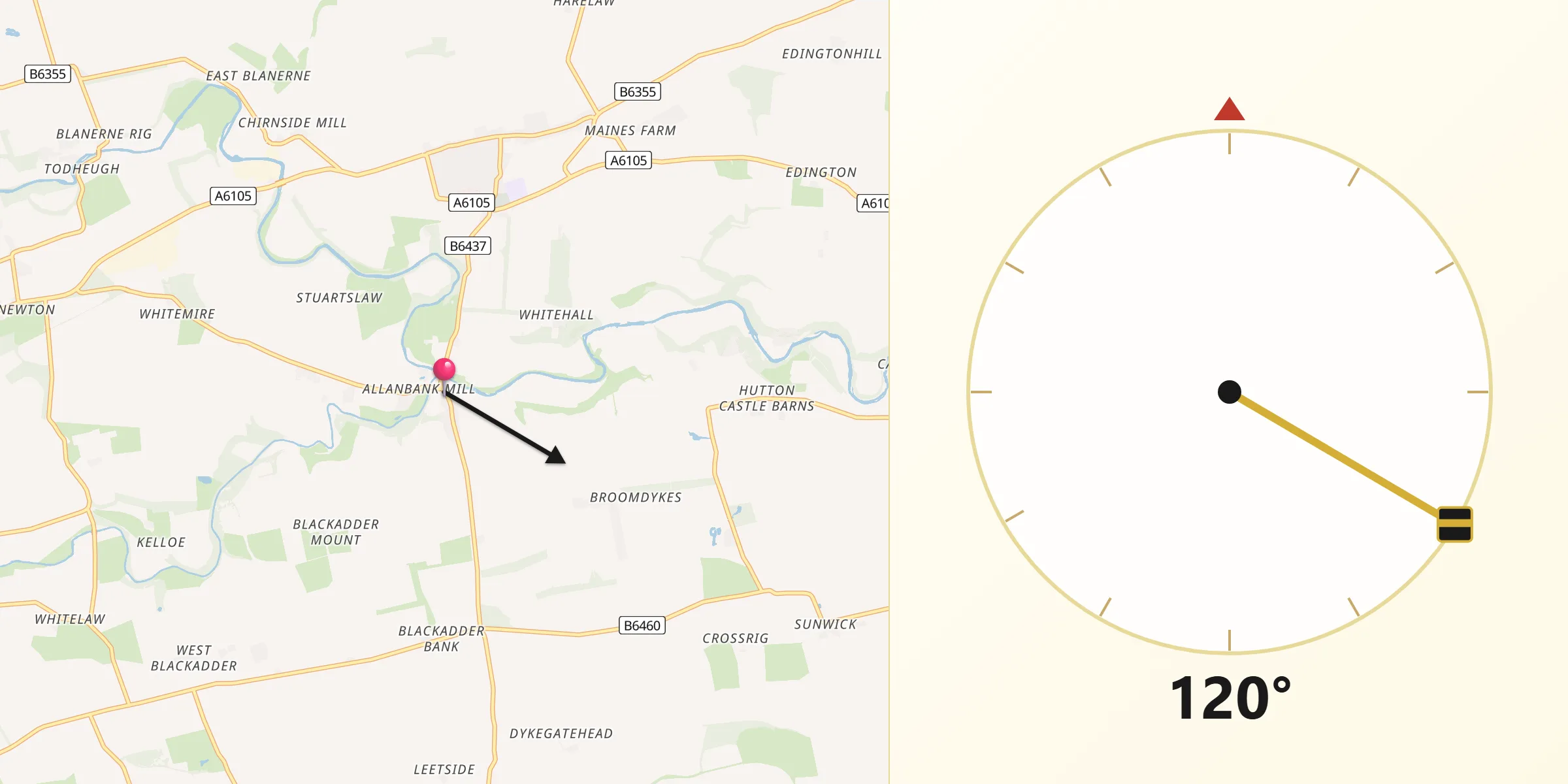 Qibla Direction from Allanton