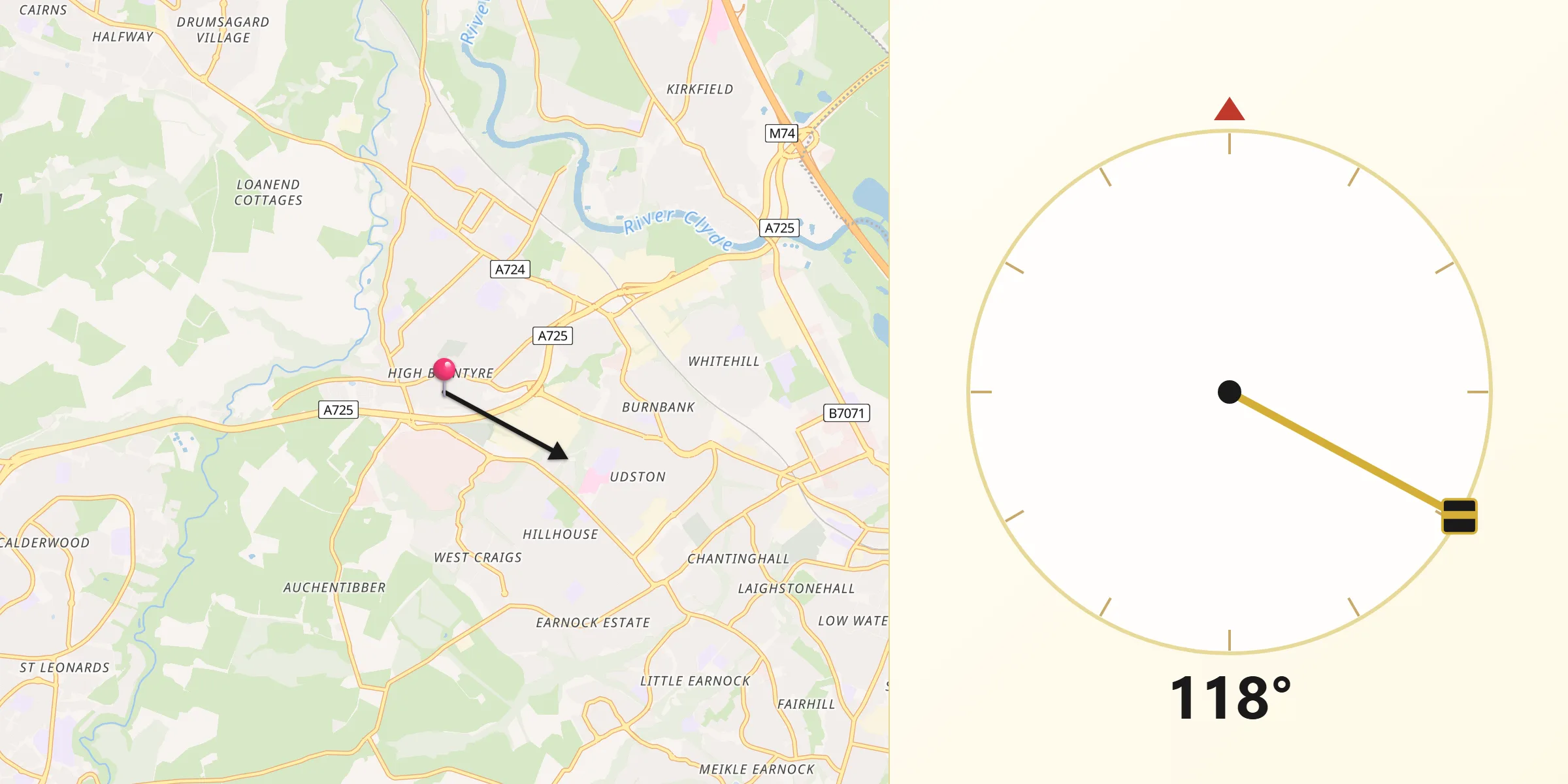 Qibla Direction from High Blantyre