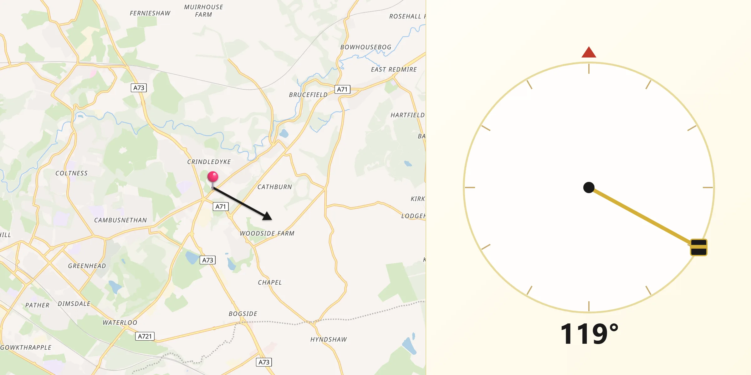 Qibla Direction from Newmains