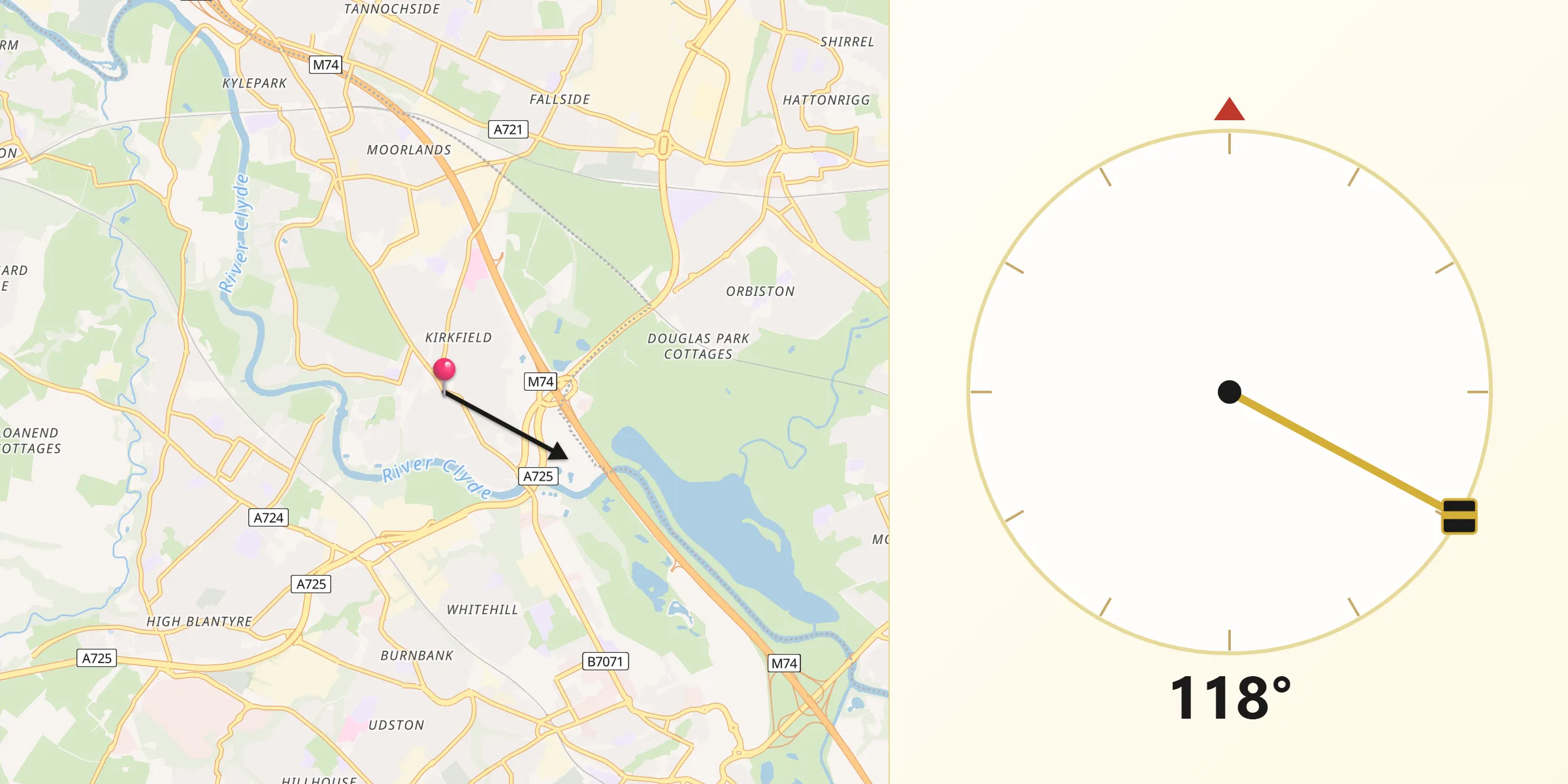 Qibla Direction from Bothwell