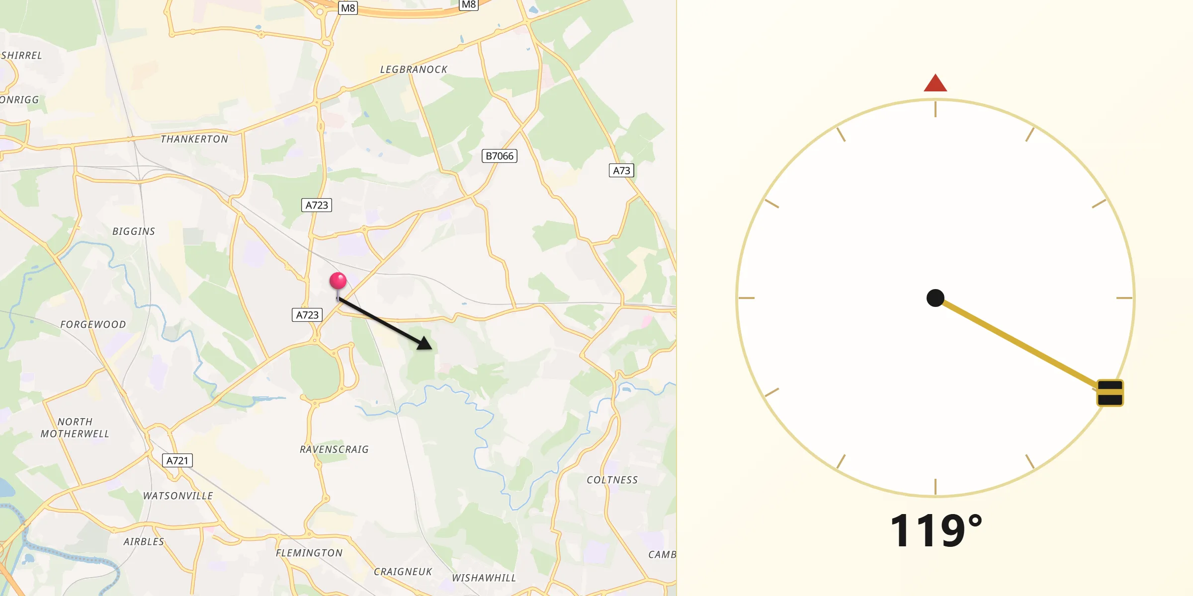 Qibla Direction from Carfin