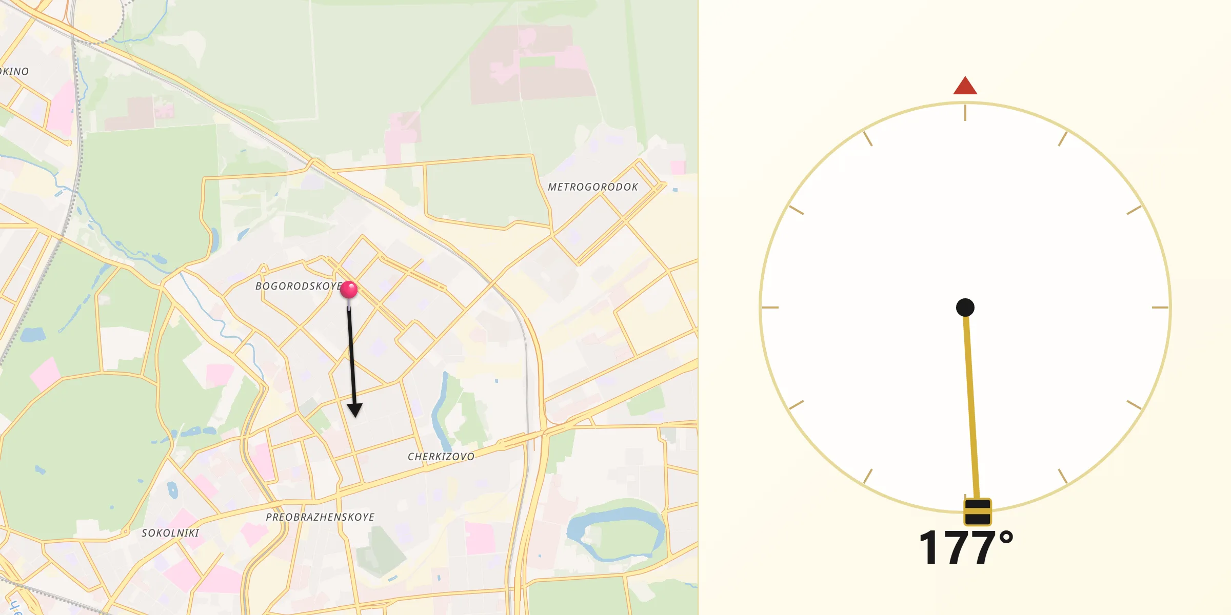 Направление Киблы из Богородское
