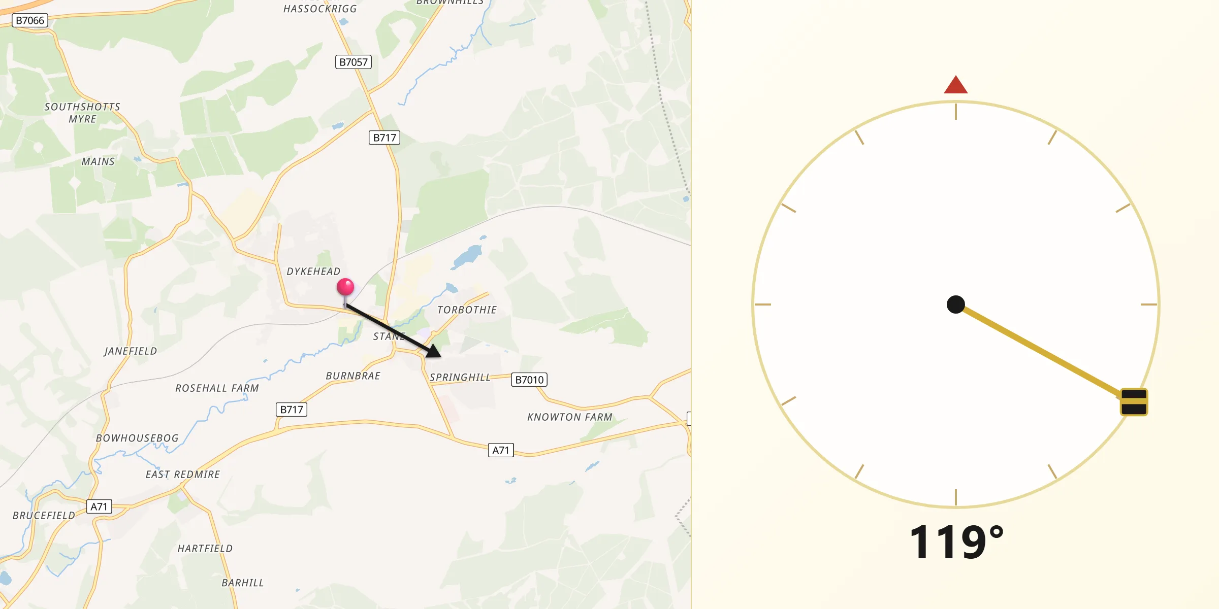 Qibla Direction from Shotts