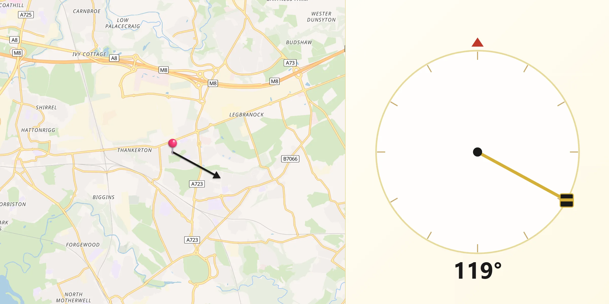 Qibla Direction from Holytown