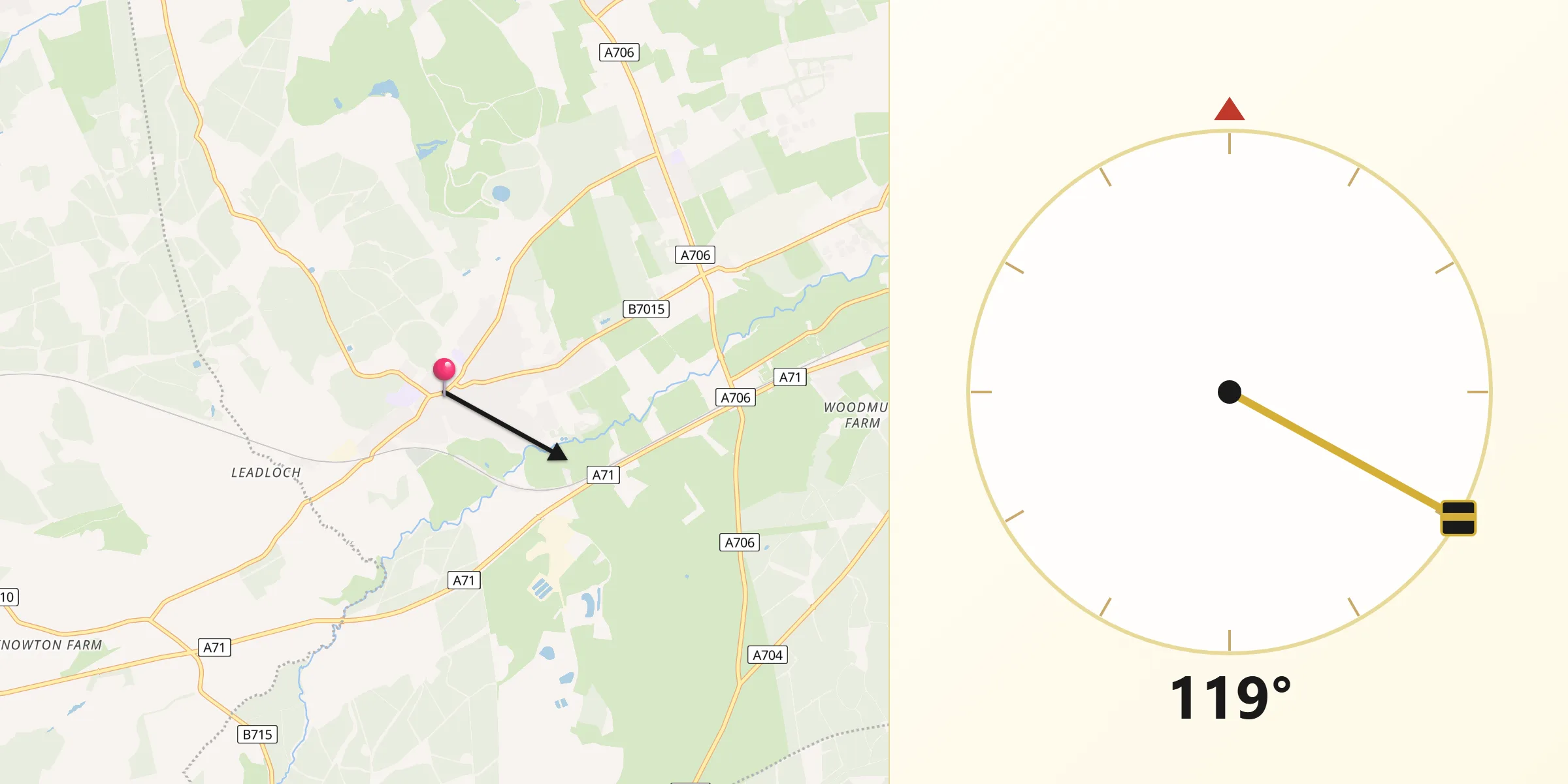 Qibla Direction from Fauldhouse