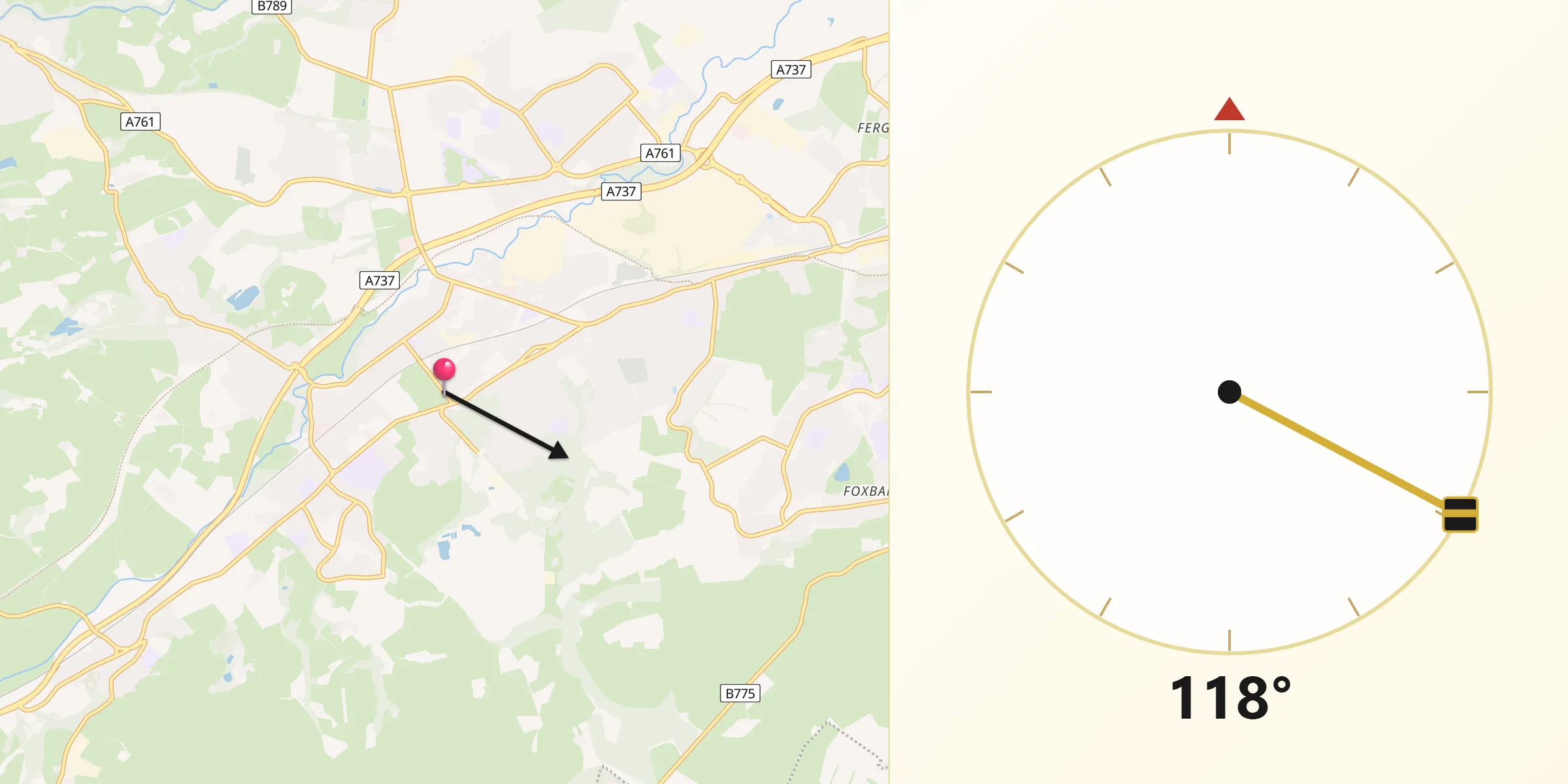 Qibla Direction from Johnstone