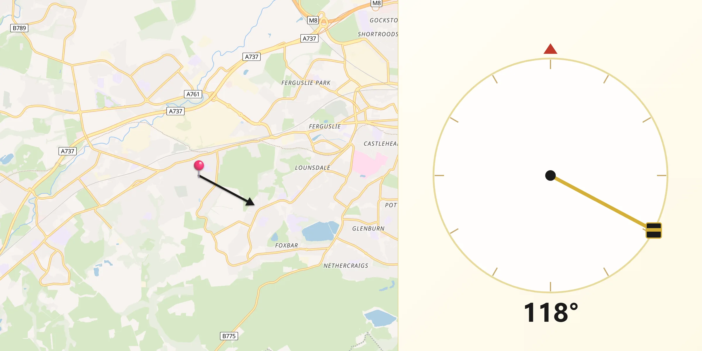 Qibla Direction from Elderslie