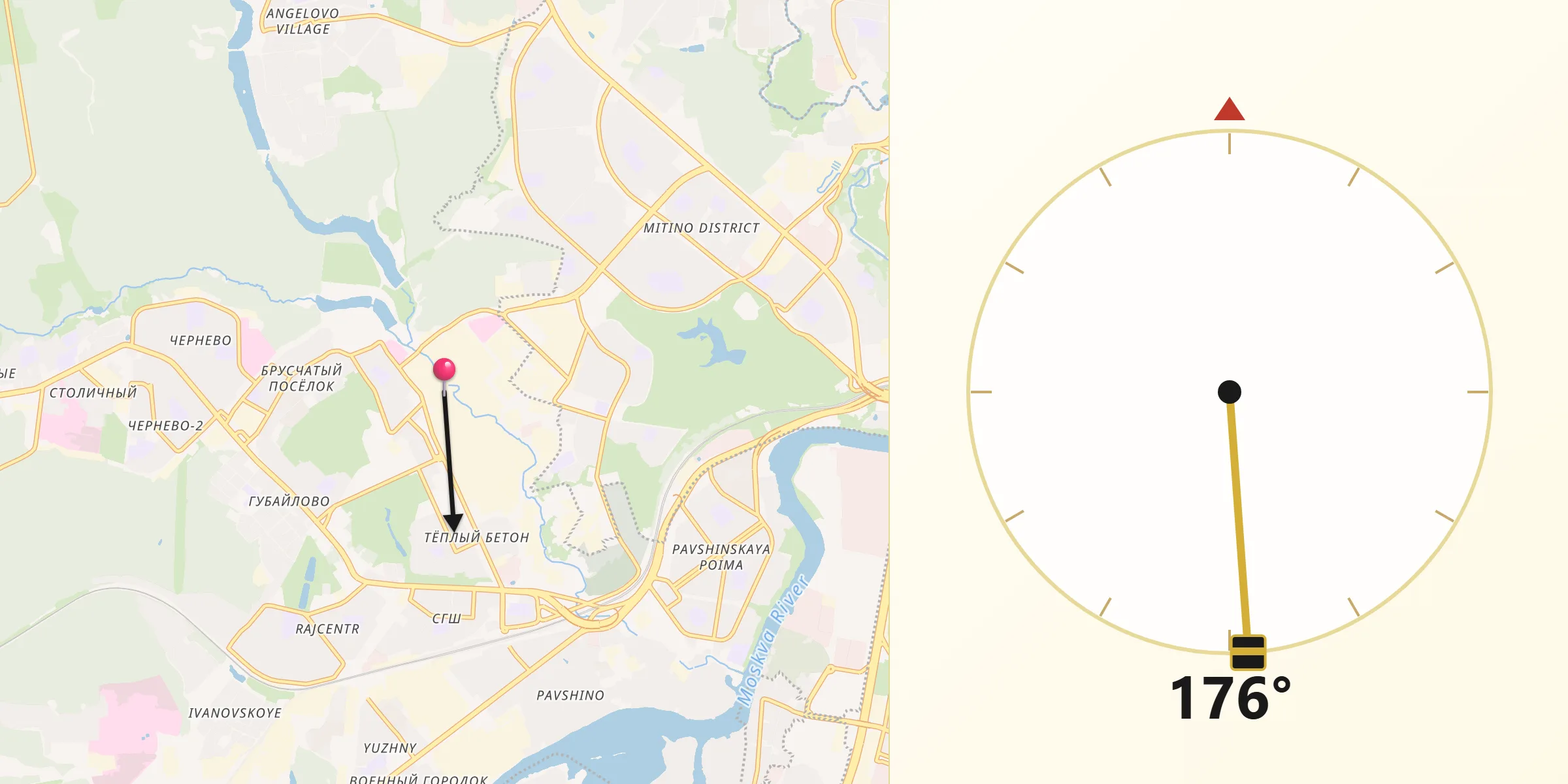 Направление Киблы из Красногорск