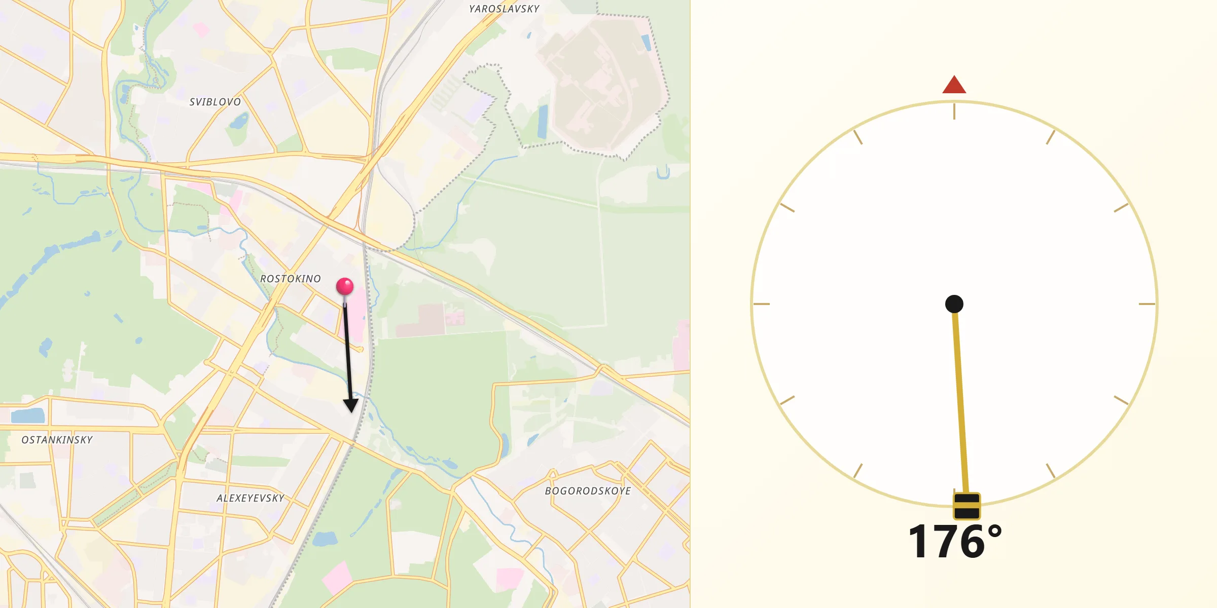 Направление Киблы из Ростокино