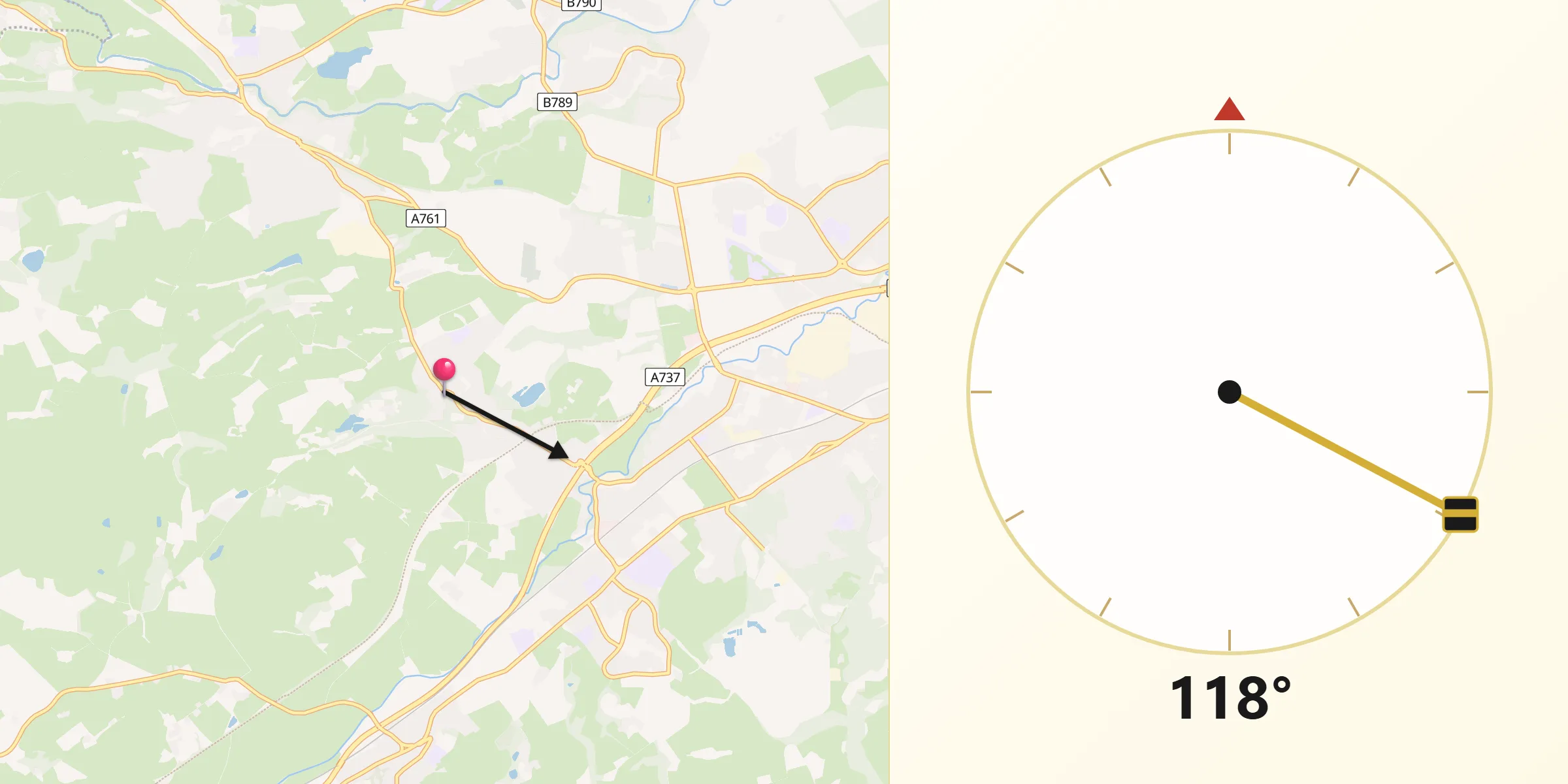 Qibla Direction from Kilbarchan