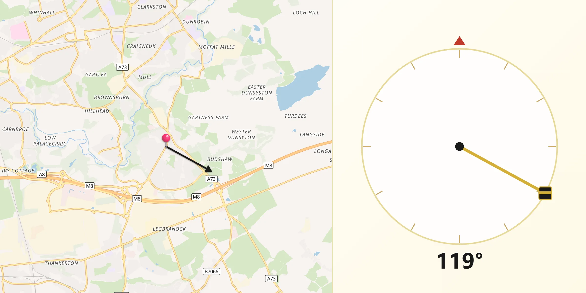 Qibla Direction from Chapelhall
