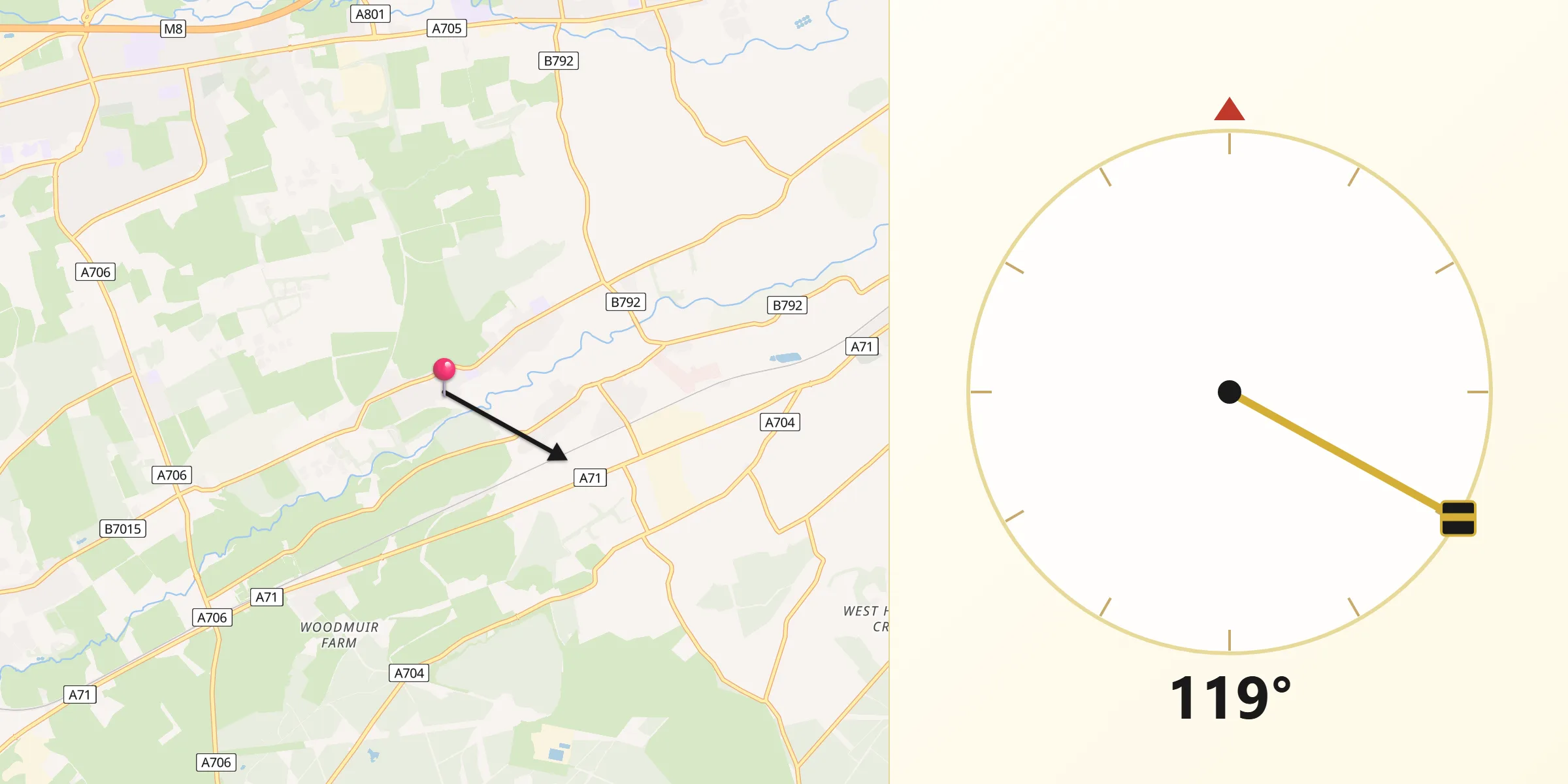 Qibla Direction from Stoneyburn