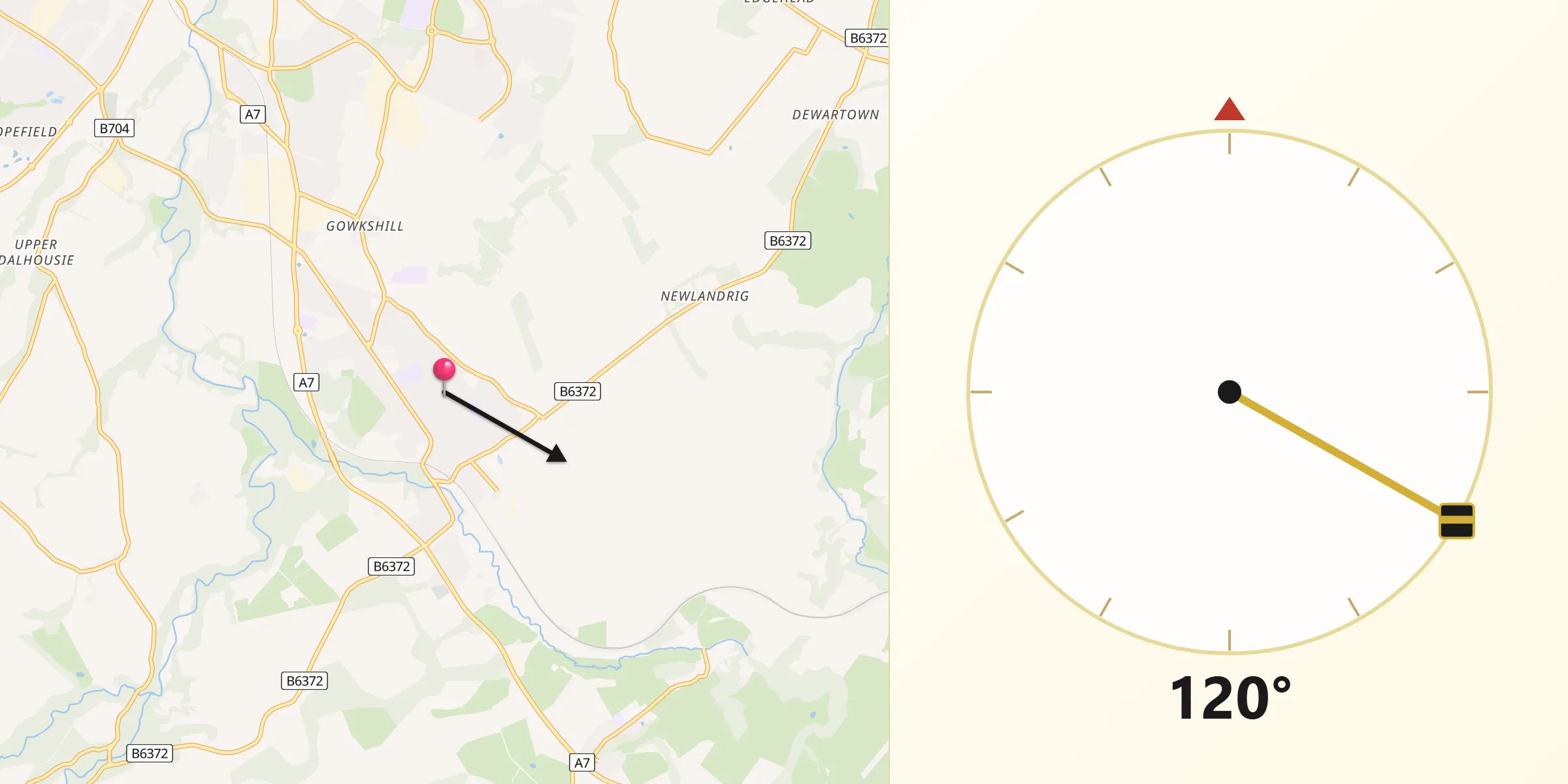 Qibla Direction from Gorebridge