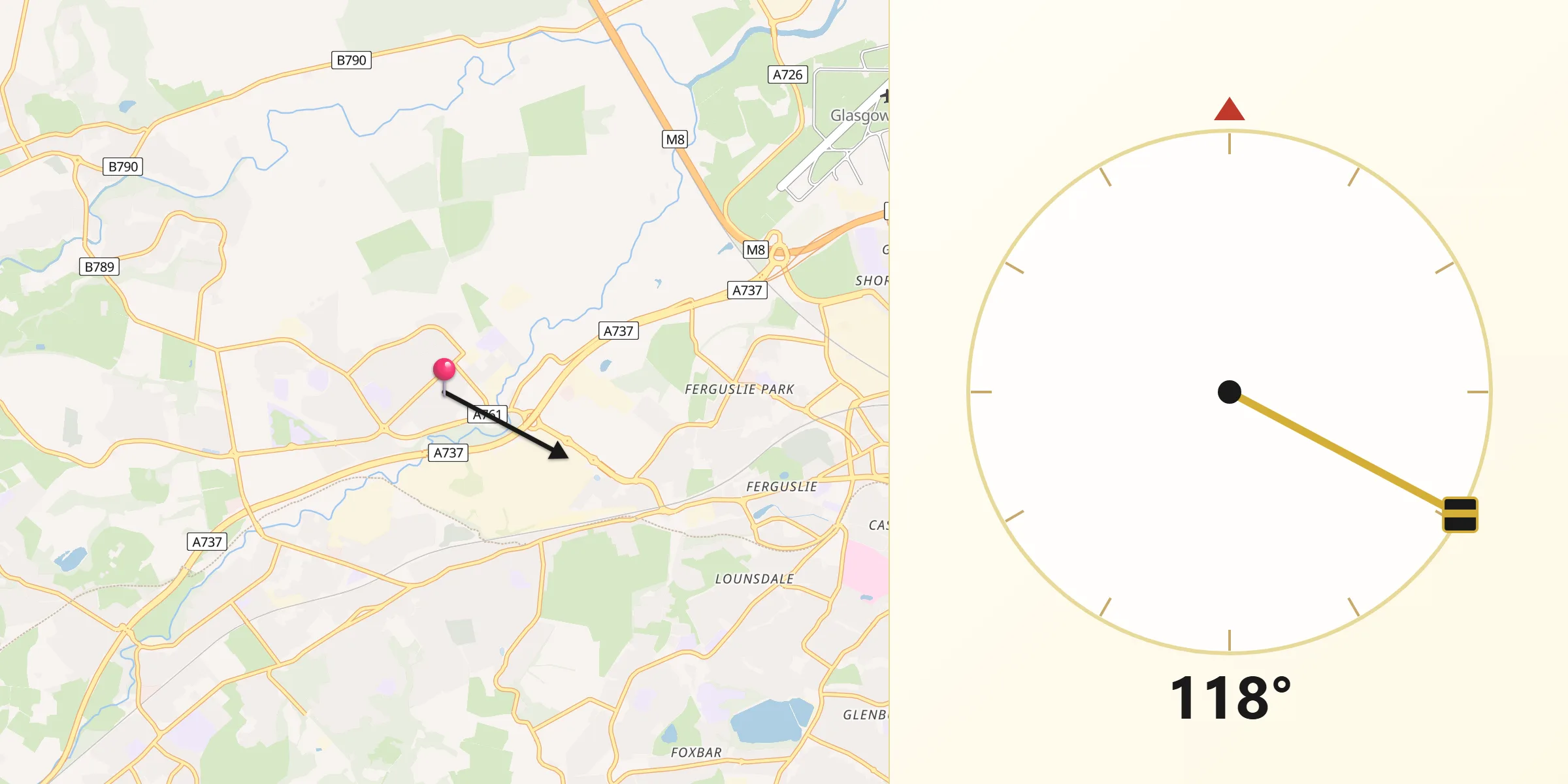 Qibla Direction from Linwood