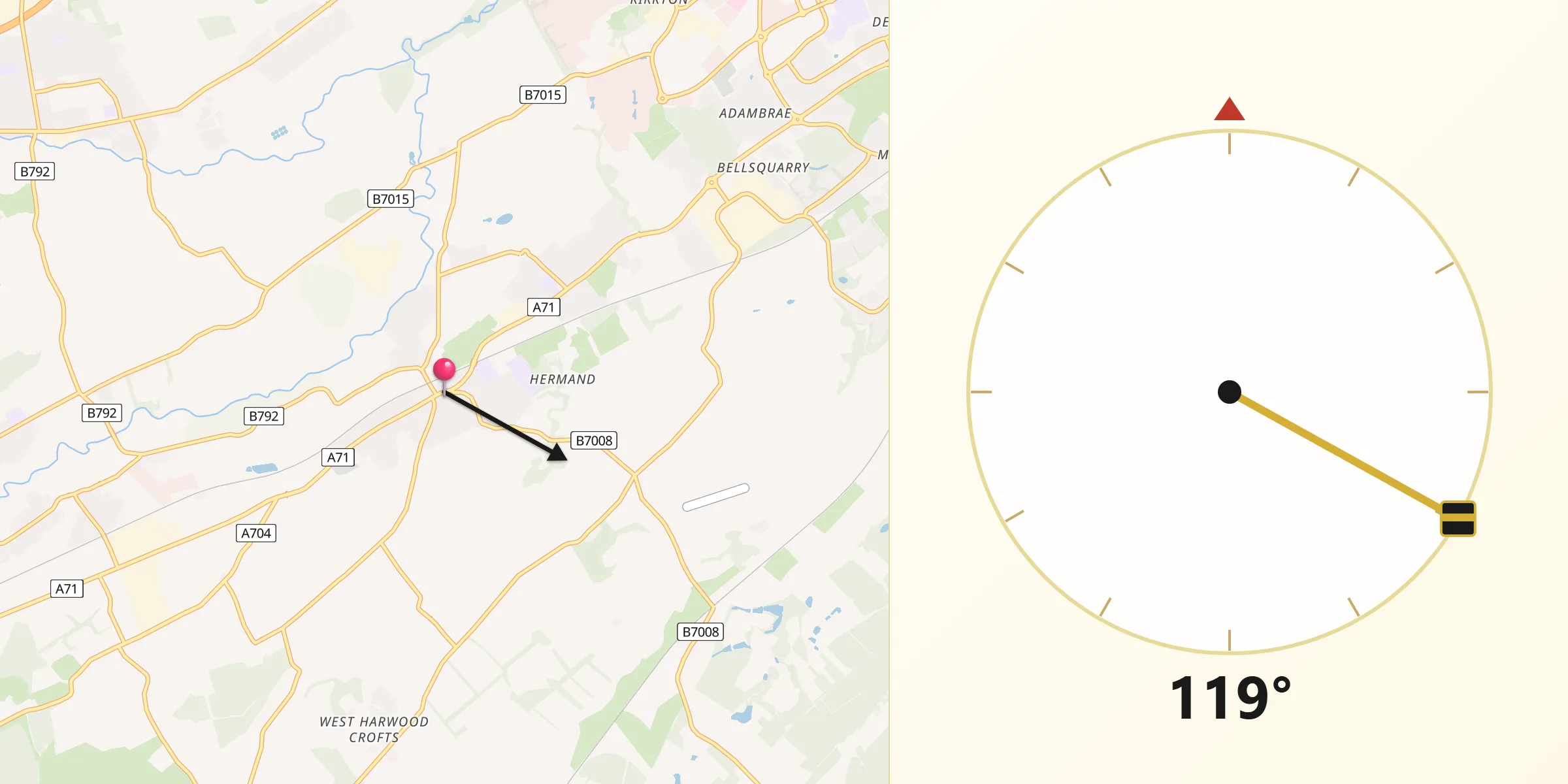 Qibla Direction from West Calder