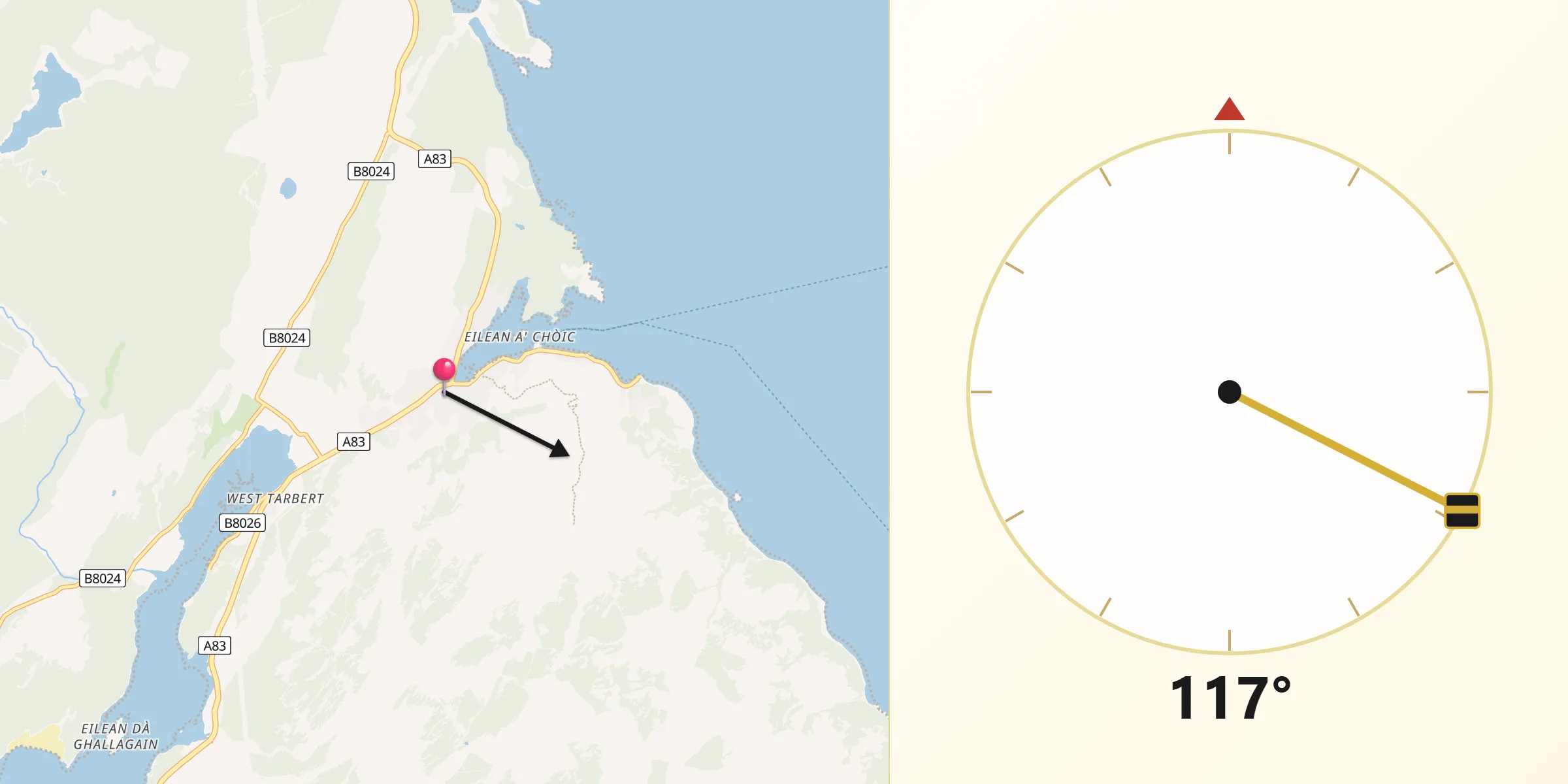 Qibla Direction from Tarbert