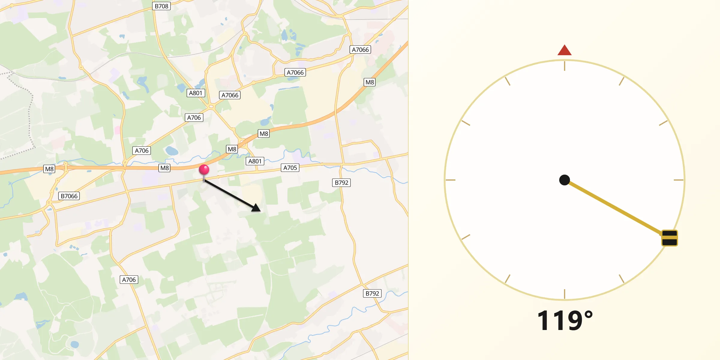 Qibla Direction from East Whitburn