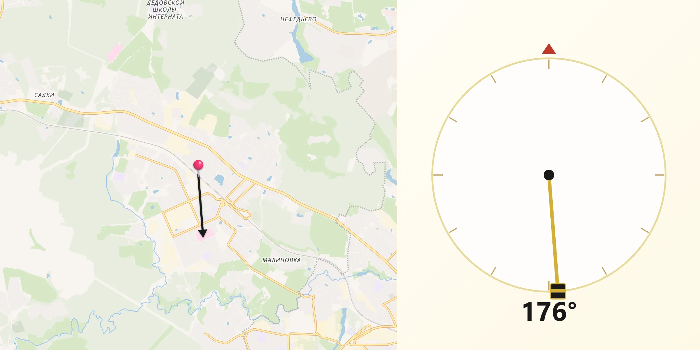 Направление Киблы из Дедовск