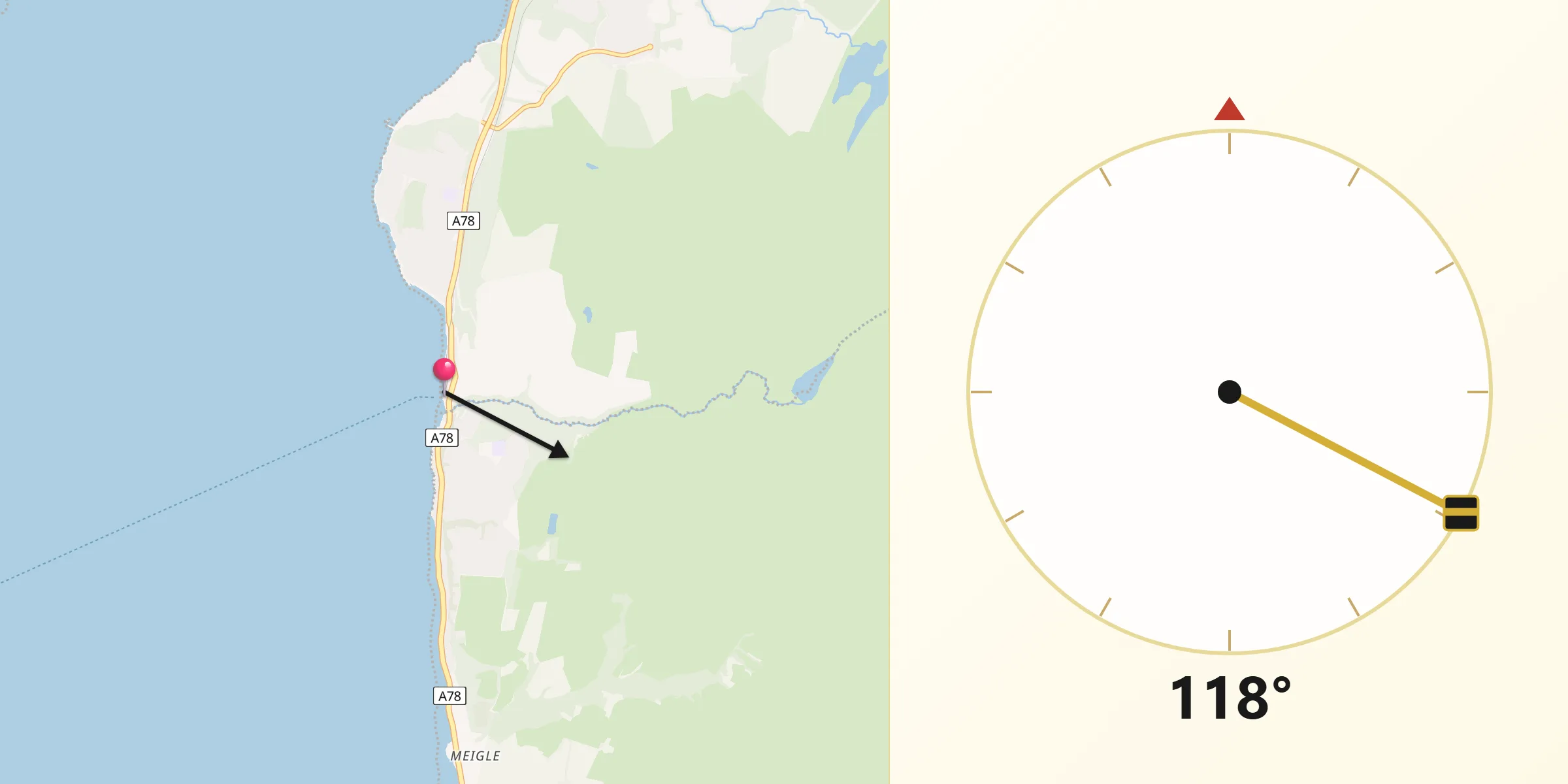 Qibla Direction from Wemyss Bay