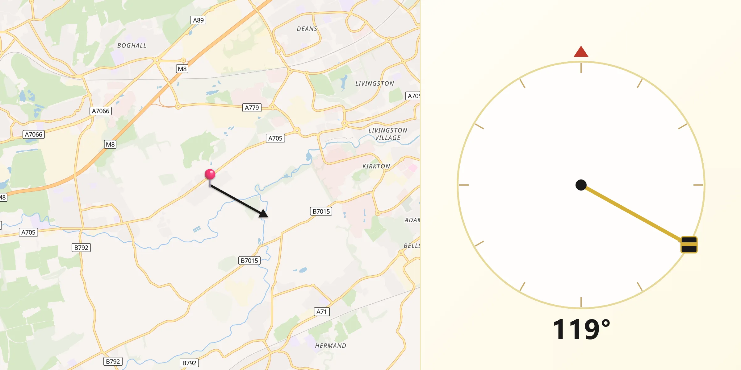Qibla Direction from Seafield