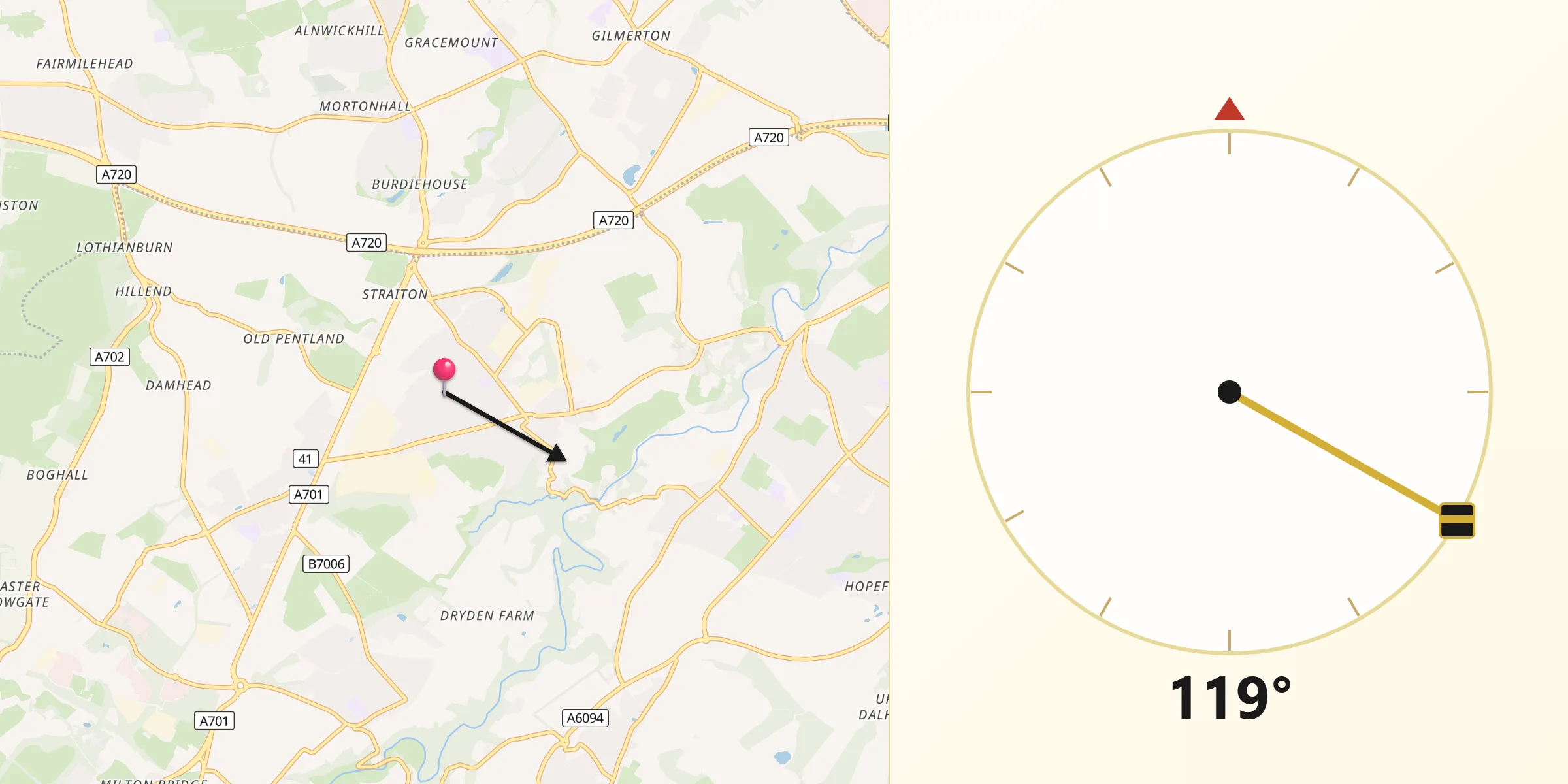 Qibla Direction from Loanhead