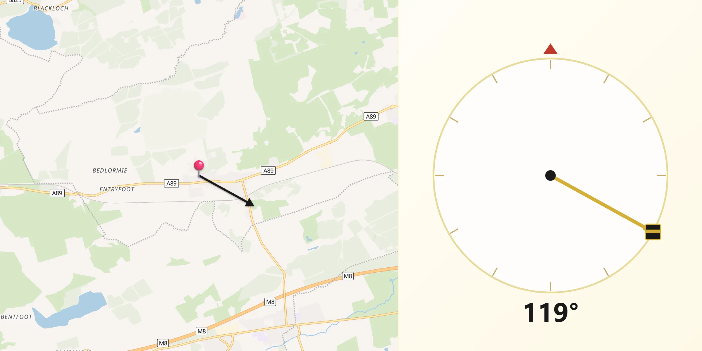 Qibla Direction from Blackridge