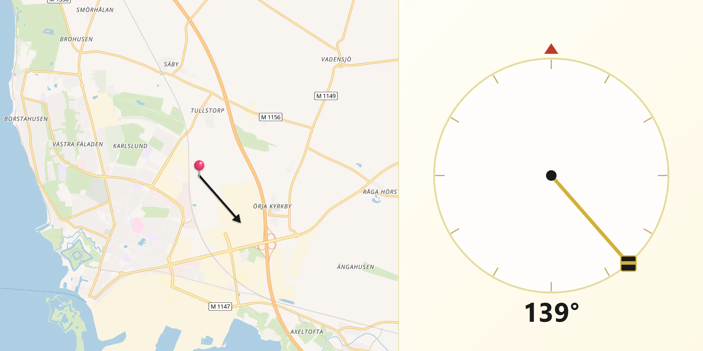 Qibla Riktning från Landskrona